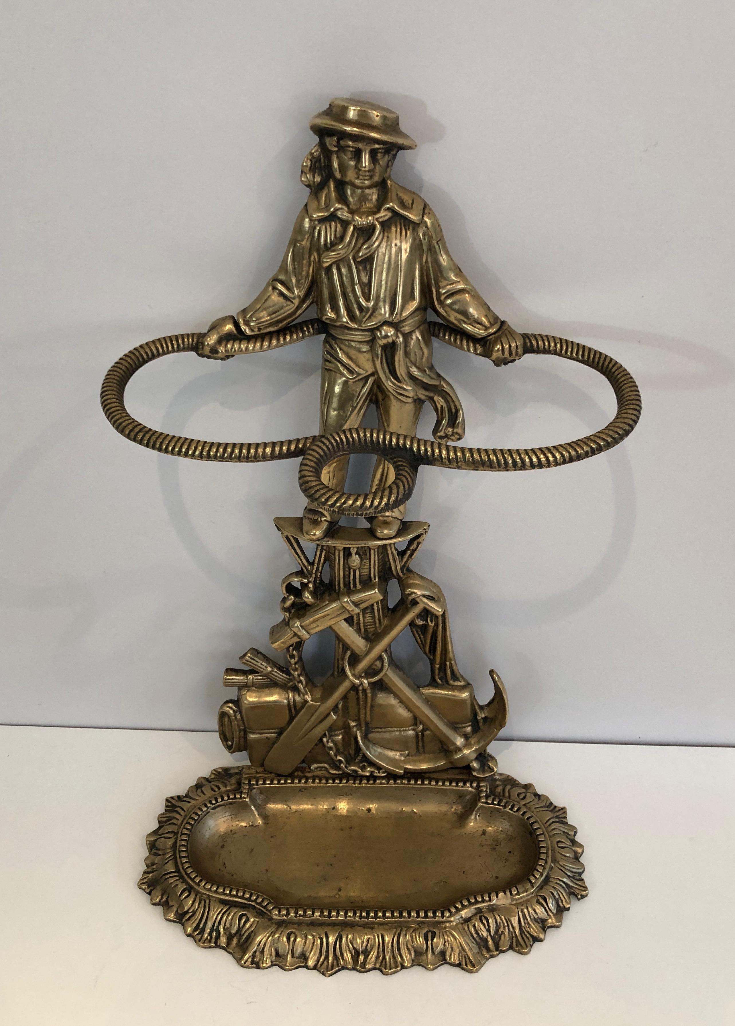 Francese Raro portaombrelli in bronzo con marinaio, francese, circa 1970 in vendita