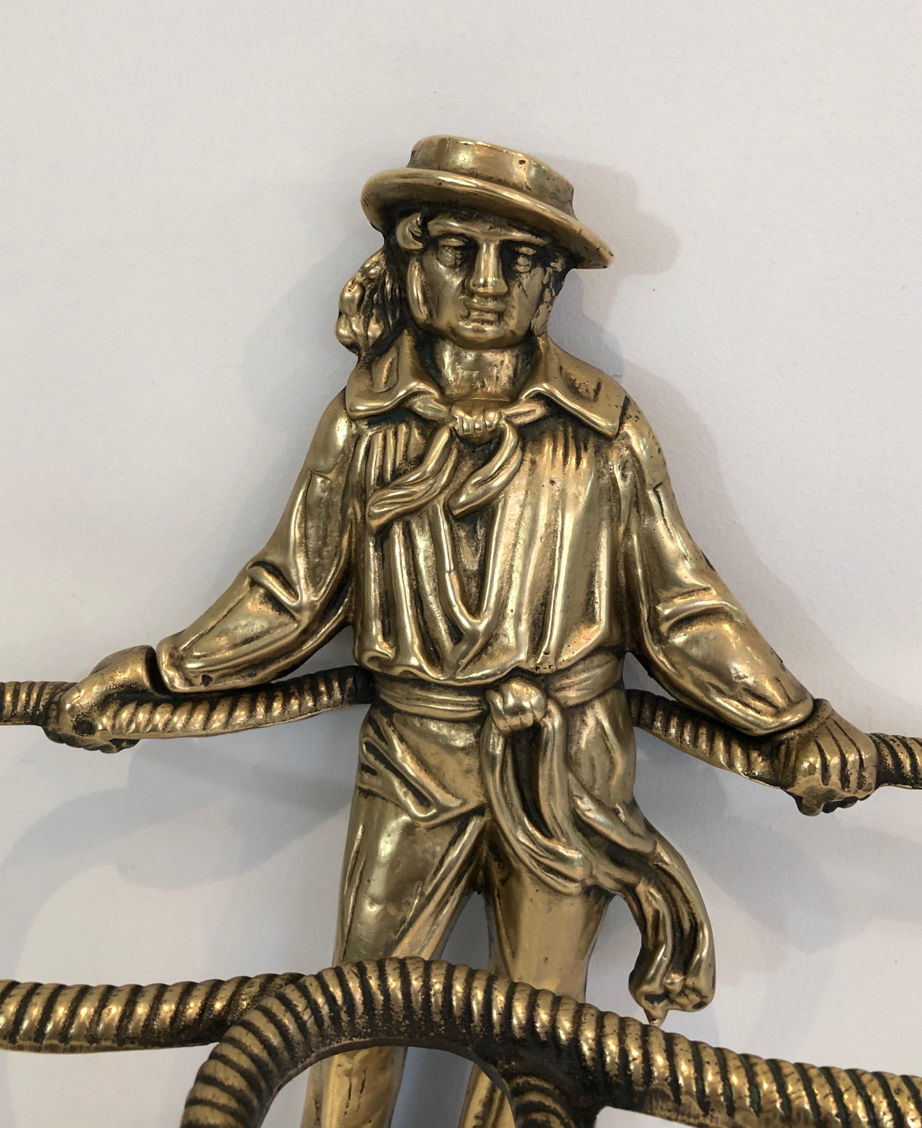 Fine XX secolo Raro portaombrelli in bronzo con marinaio, francese, circa 1970 in vendita
