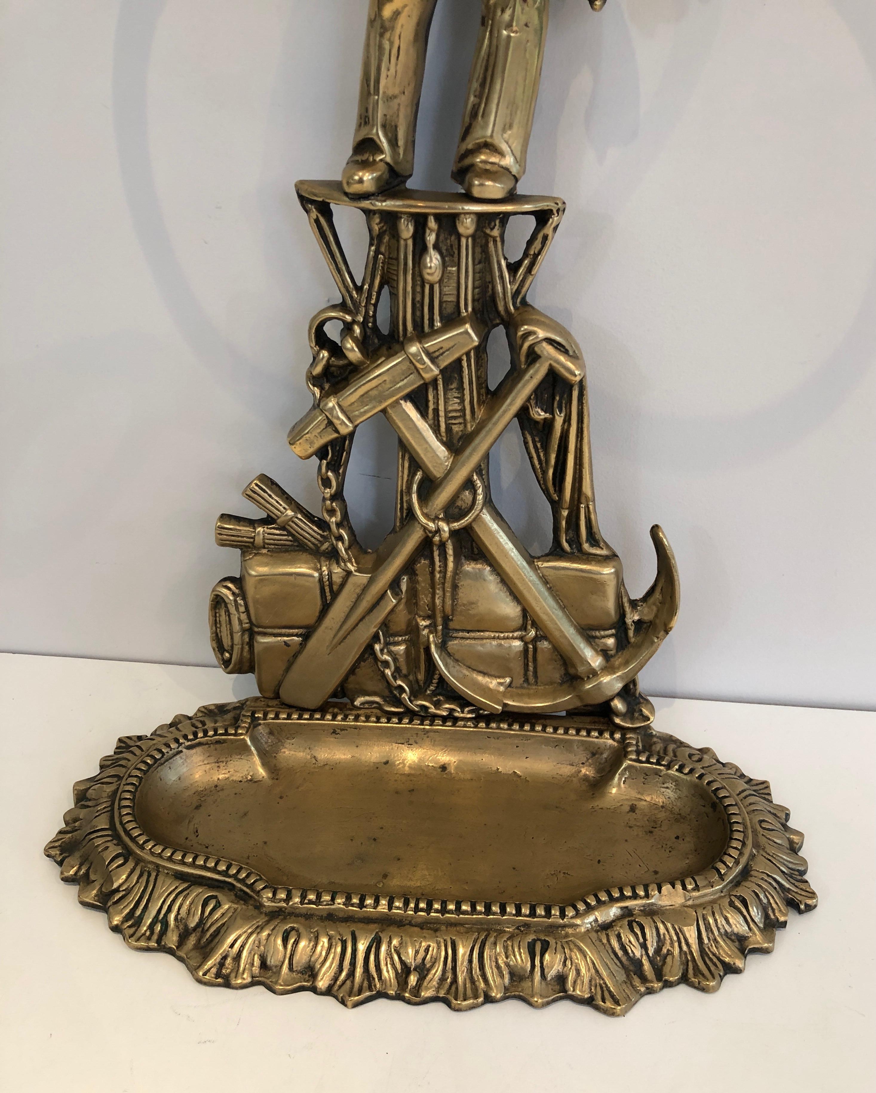 Bronzo Raro portaombrelli in bronzo con marinaio, francese, circa 1970 in vendita