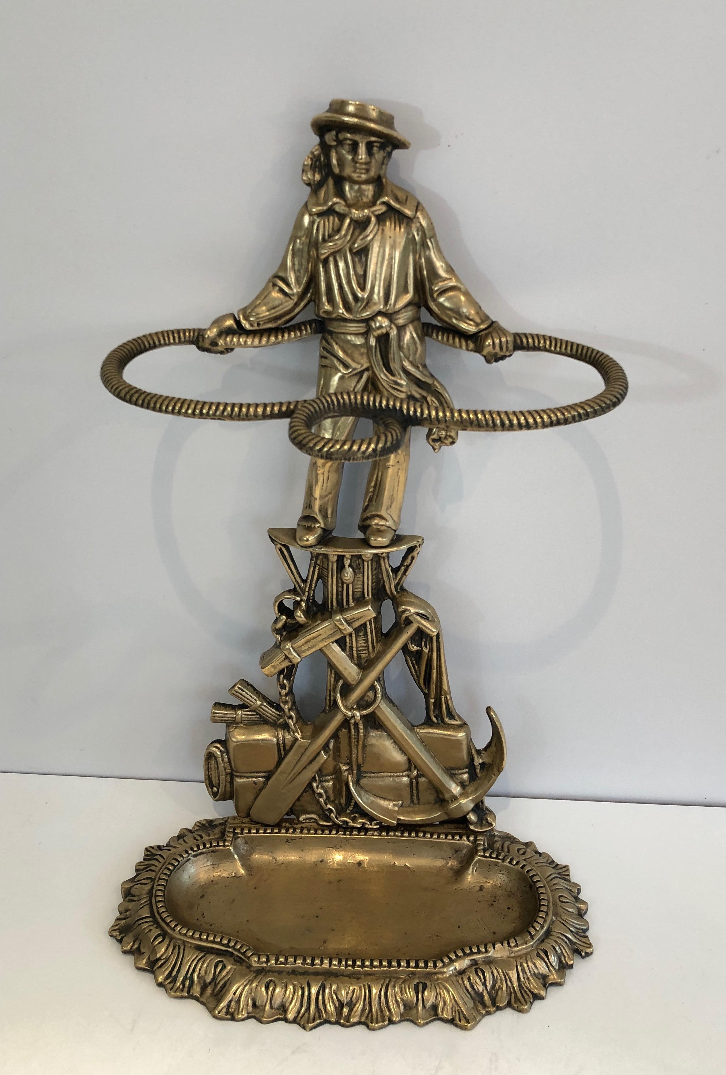Raro portaombrelli in bronzo con marinaio, francese, circa 1970 in vendita 2