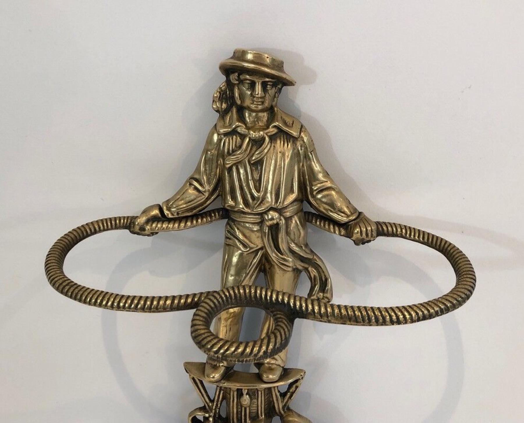 Rare Stand Umbrella en bronze représentant un marin. Travail en français. Circa 1900 Bon état - En vente à Marcq-en-Barœul, Hauts-de-France