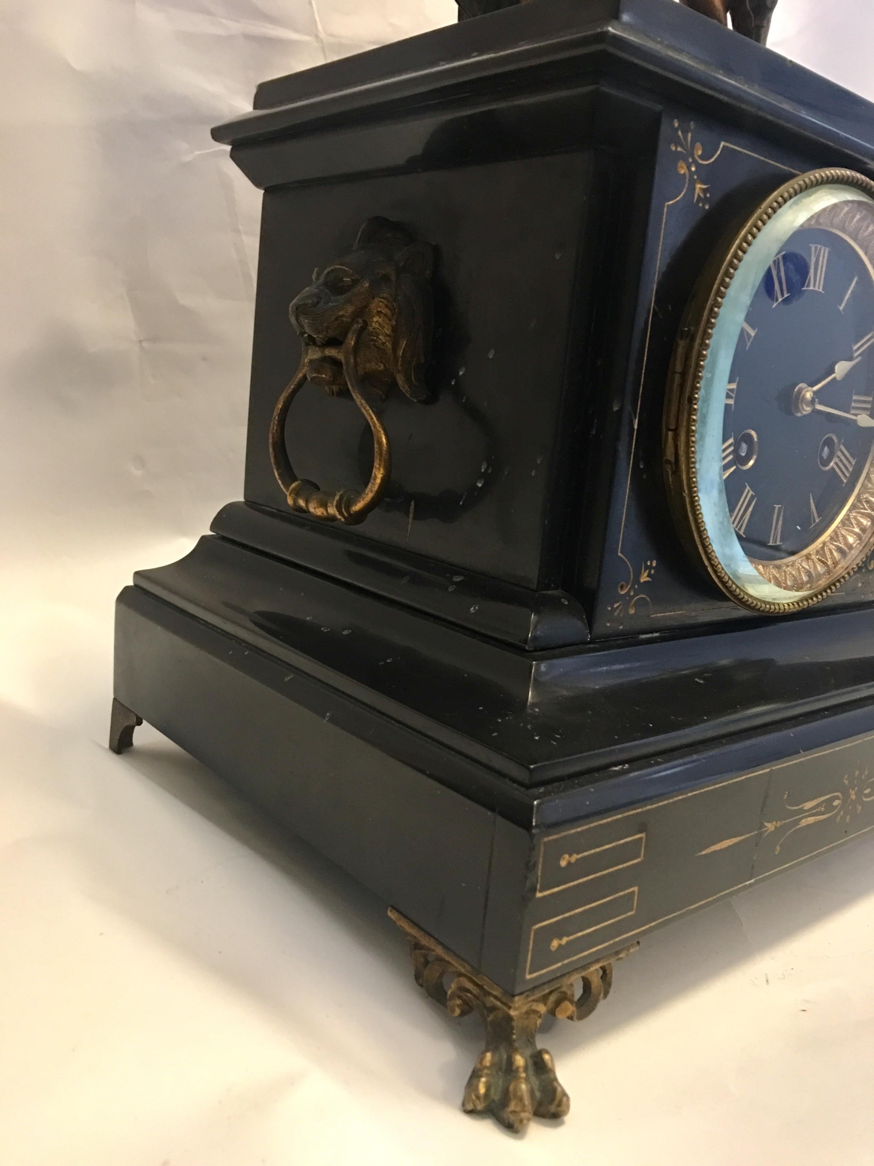 Rare Bronzed Late 19th Century Spelter Mystery Striking Clock by Samuel Marti 6
