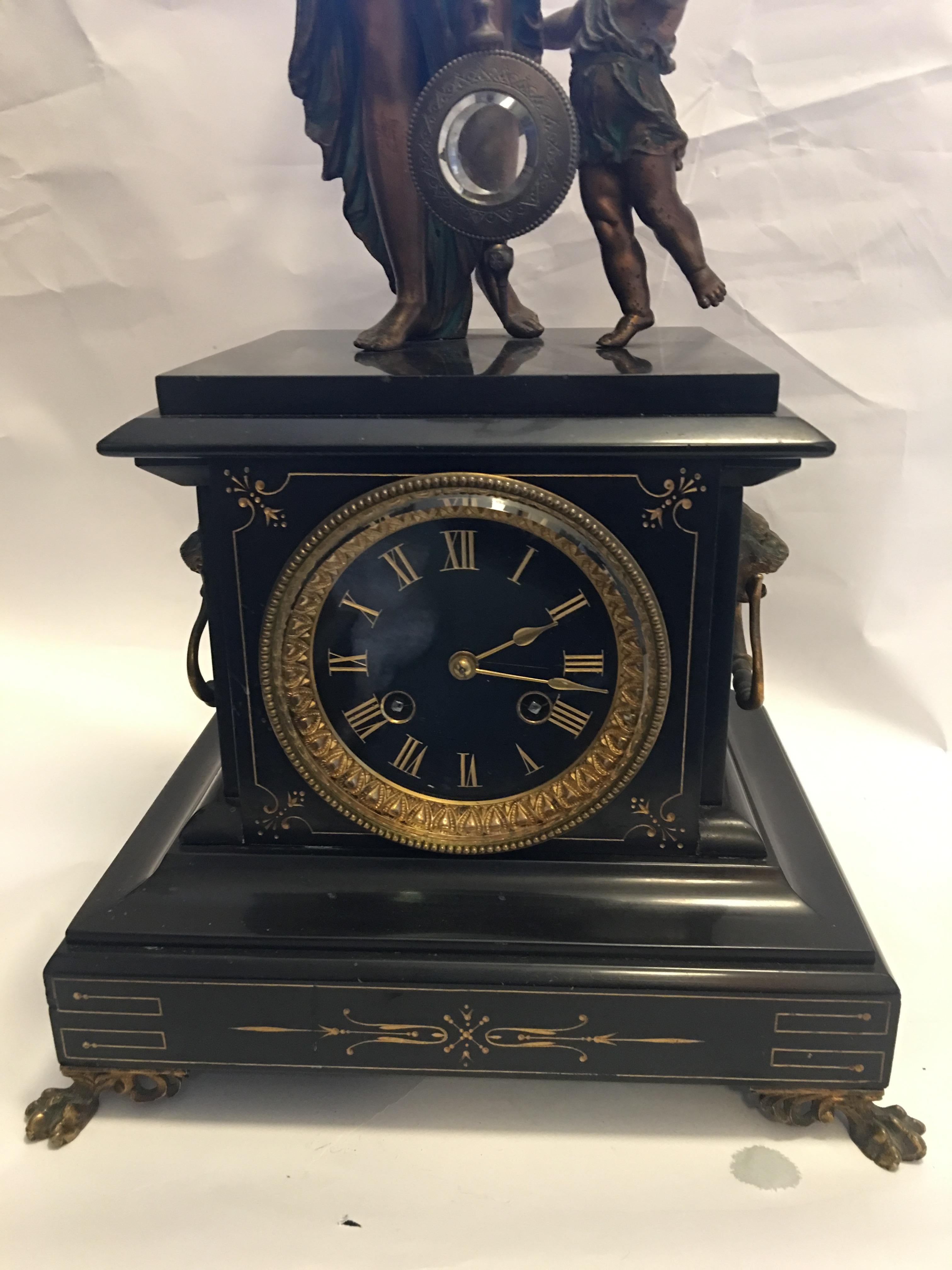 Rare Bronzed Late 19th Century Spelter Mystery Striking Clock by Samuel Marti 4