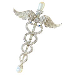 Rare Brooch for Christian Dior by Kramer Caduceus Rare Brooch for Christian Dior by Kramer Caduceus