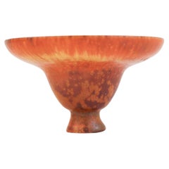 Vintage Rare Brown Ceramic Bowl on foot - Gunnar Nylund - Mid 20th Century