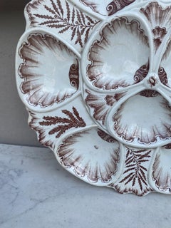 Seltene braune Fayence Austernschale Vieillard Bordeaux aus dem 19.