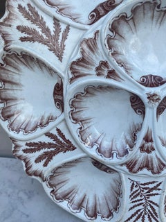 Seltene braune Fayence Austernschale Vieillard Bordeaux aus dem 19.