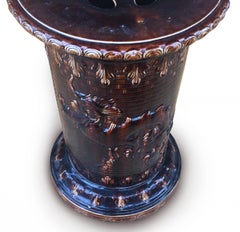 Rare Brown Glazed Majolica Dragon Pedestal circa 1890 after Christopher Dresser