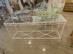 Rare Brown Jordan Calcutta Console Table Newly Powdercoated White & Glass