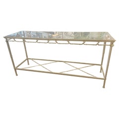 Rare Brown Jordan Calcutta Console Table Newly Powdercoated White & Glass