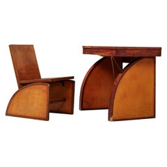 Rare Brown Saltman Desk with Chair