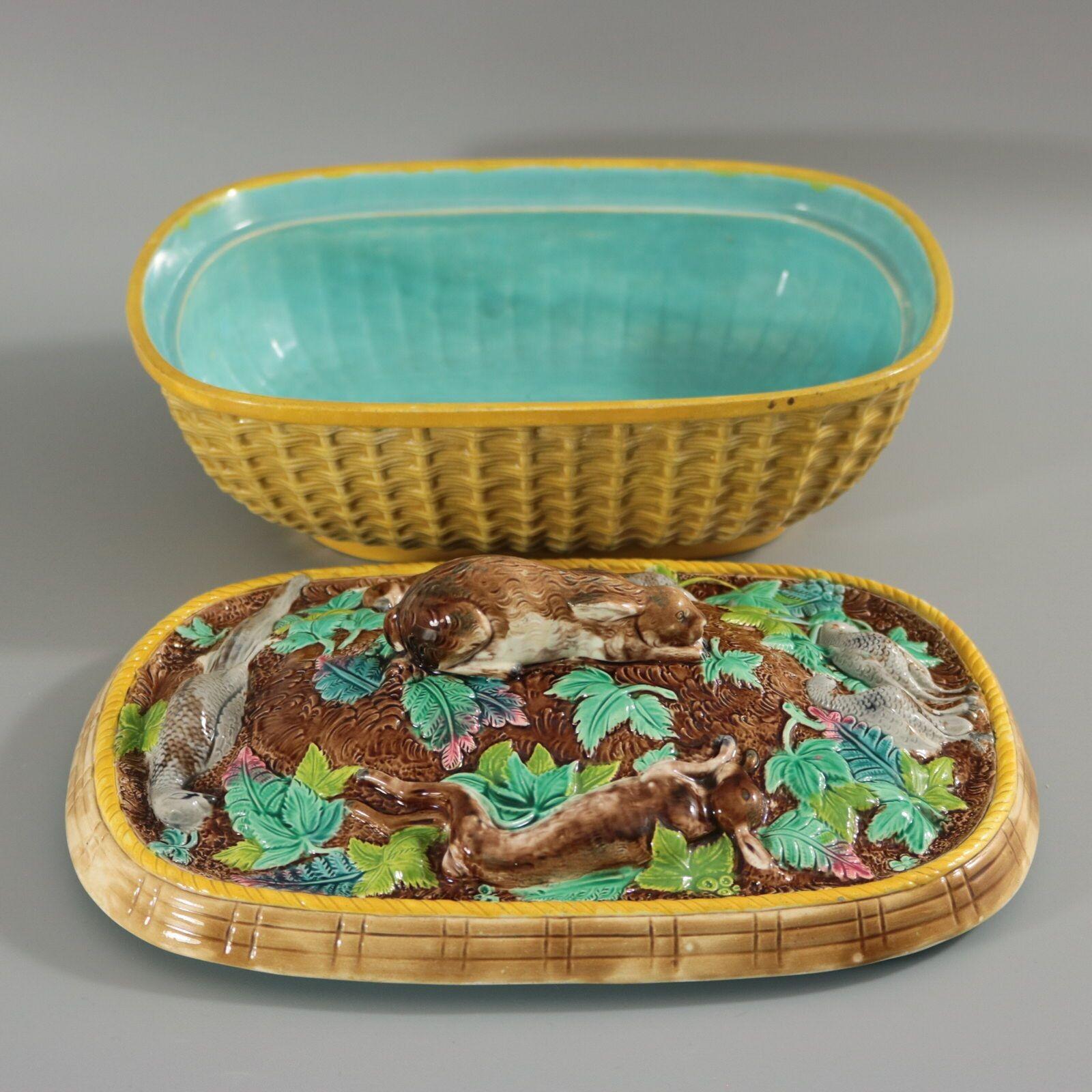 Rare Brown Westhead Moore Majolica Game Pie Dish For Sale 5