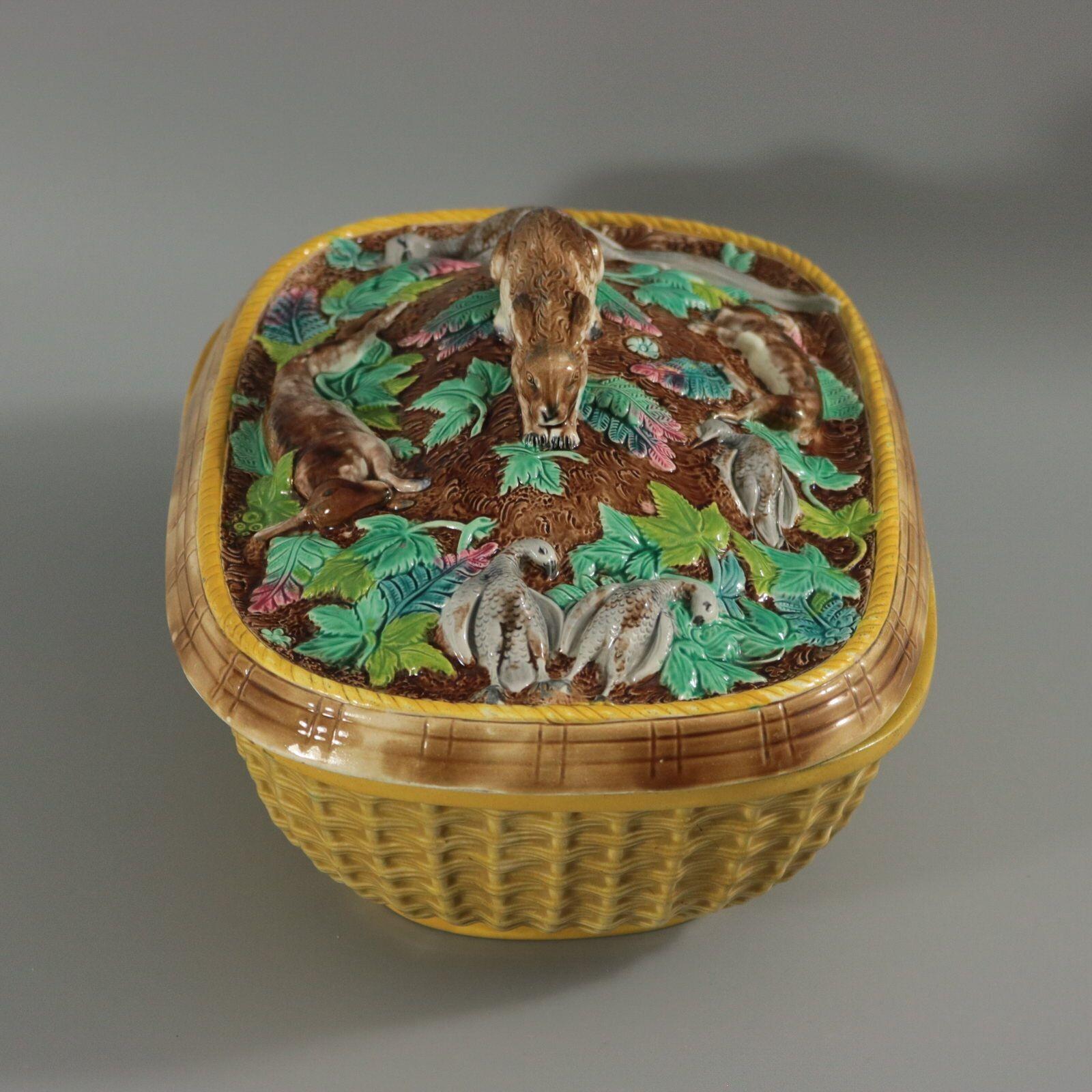 English Rare Brown Westhead Moore Majolica Game Pie Dish For Sale