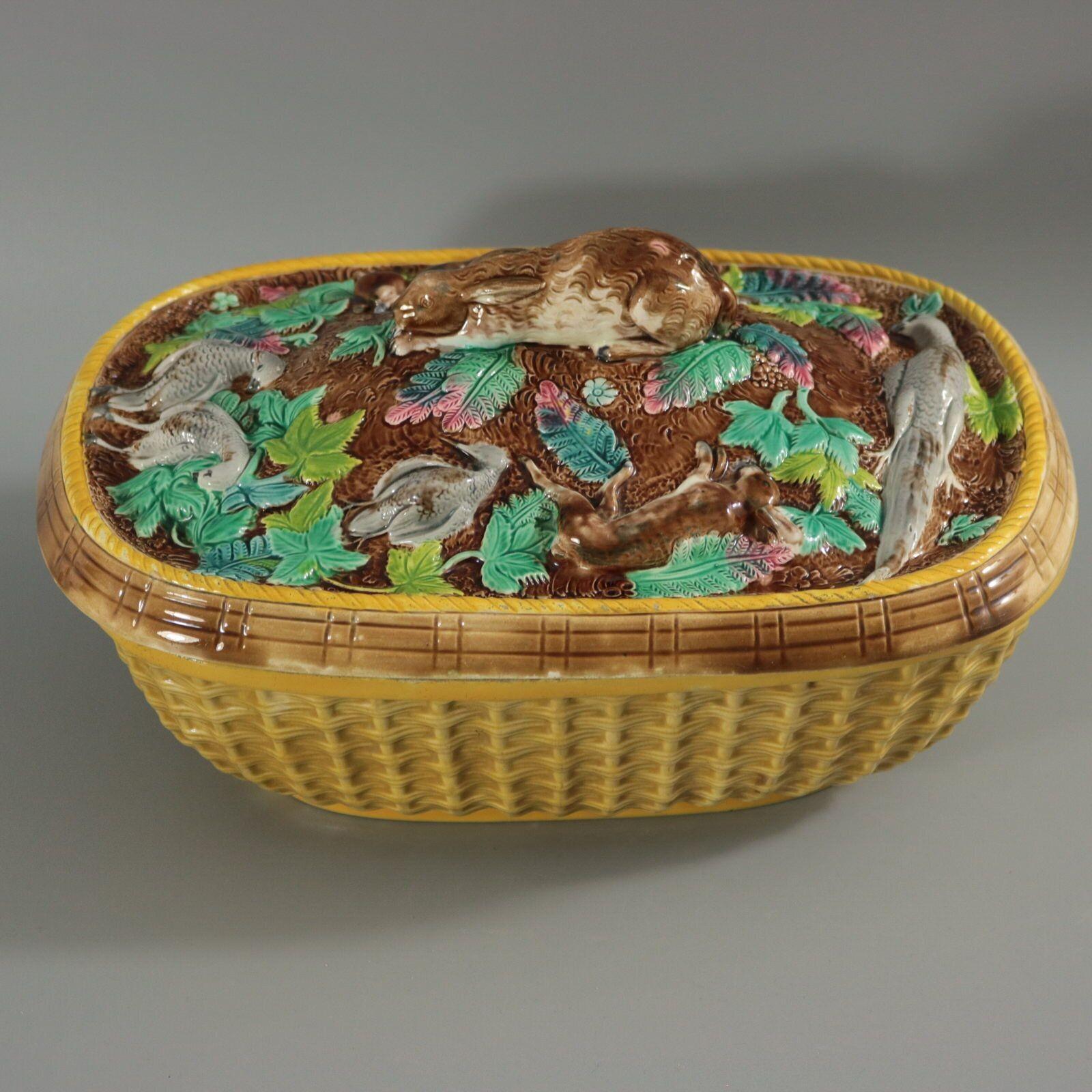 Late 19th Century Rare Brown Westhead Moore Majolica Game Pie Dish For Sale