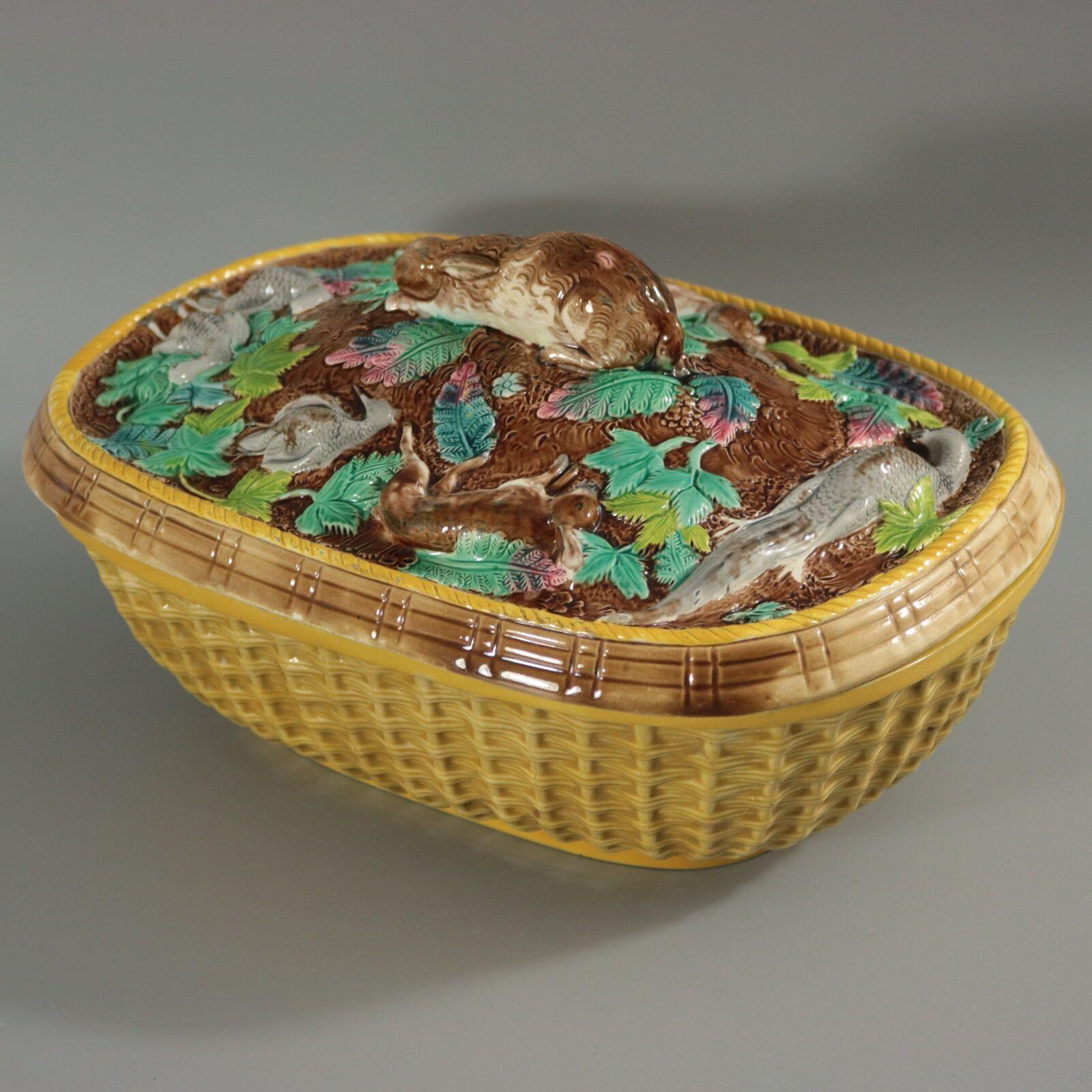 Rare Brown Westhead Moore Majolica Game Pie Dish For Sale 2