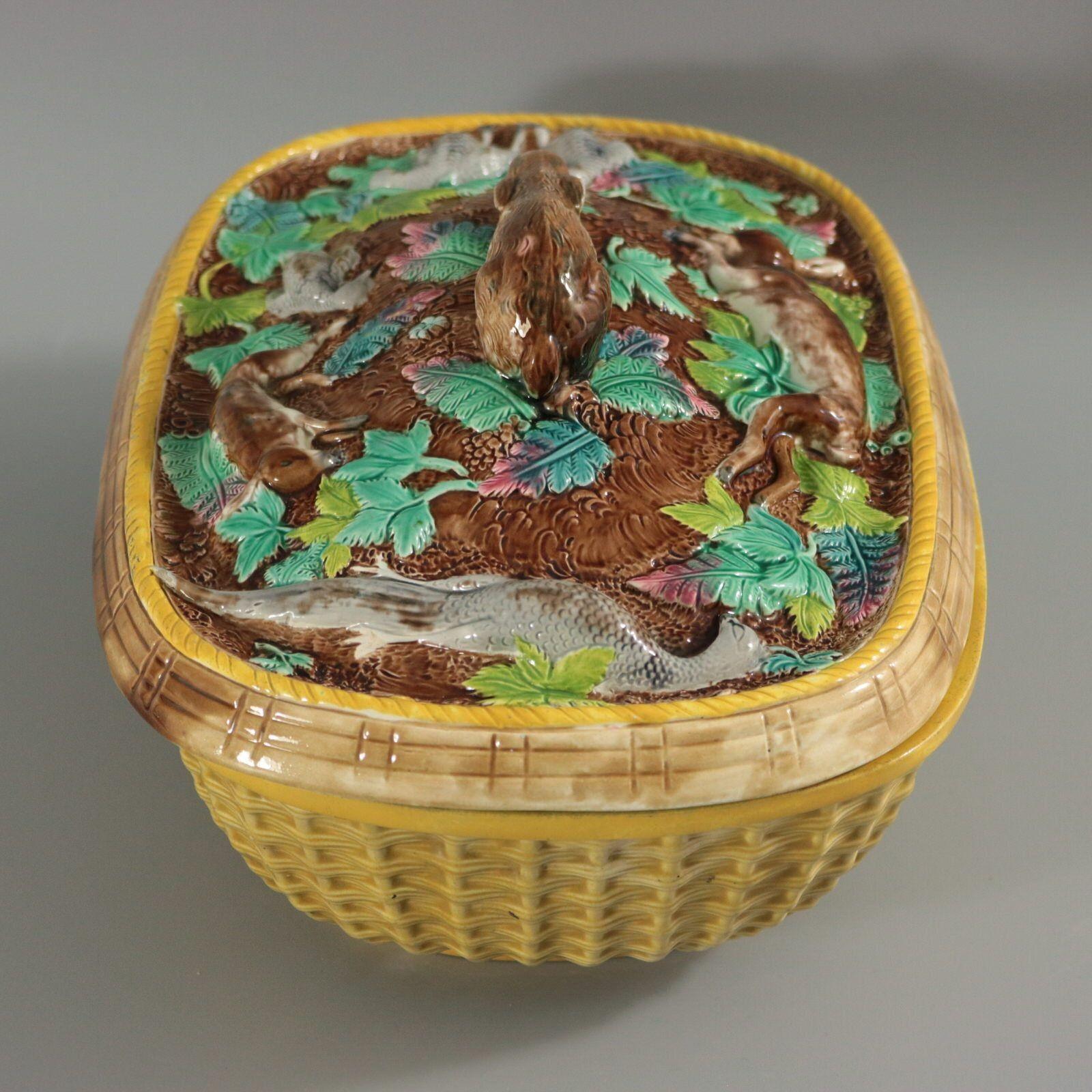 Rare Brown Westhead Moore Majolica Game Pie Dish For Sale 3
