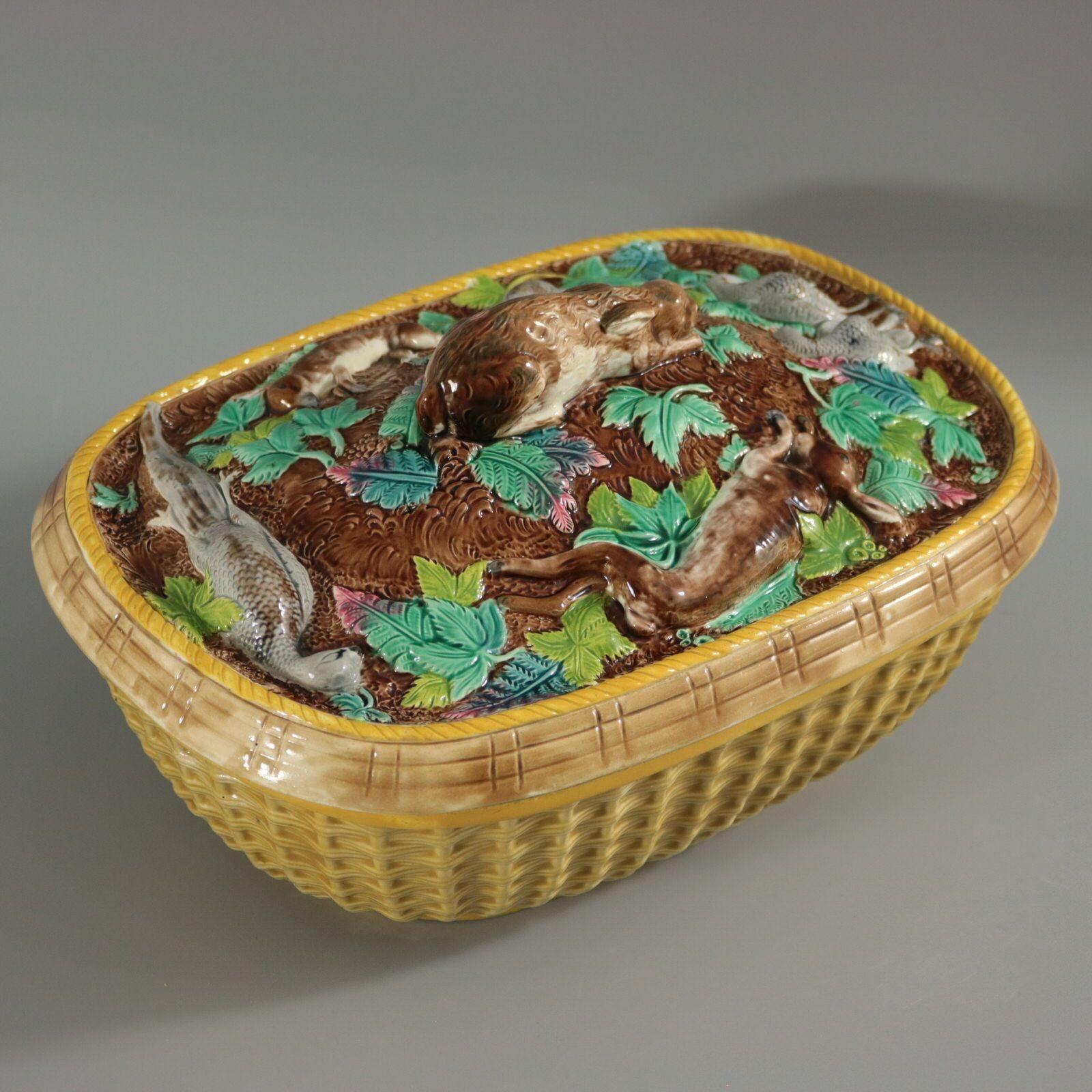 Rare Brown Westhead Moore Majolica Game Pie Dish For Sale 4