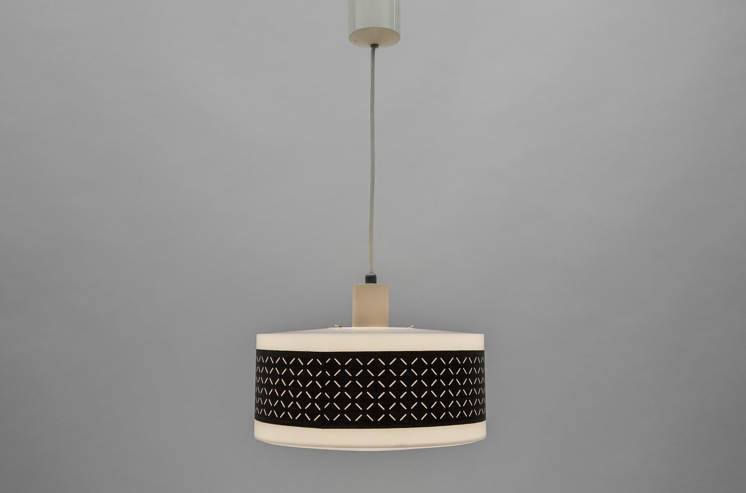 Rare Brown & White Pendant Lamp by Aloys F. Gangkofner for ERCO Leuchten In Good Condition For Sale In Nürnberg, Bayern