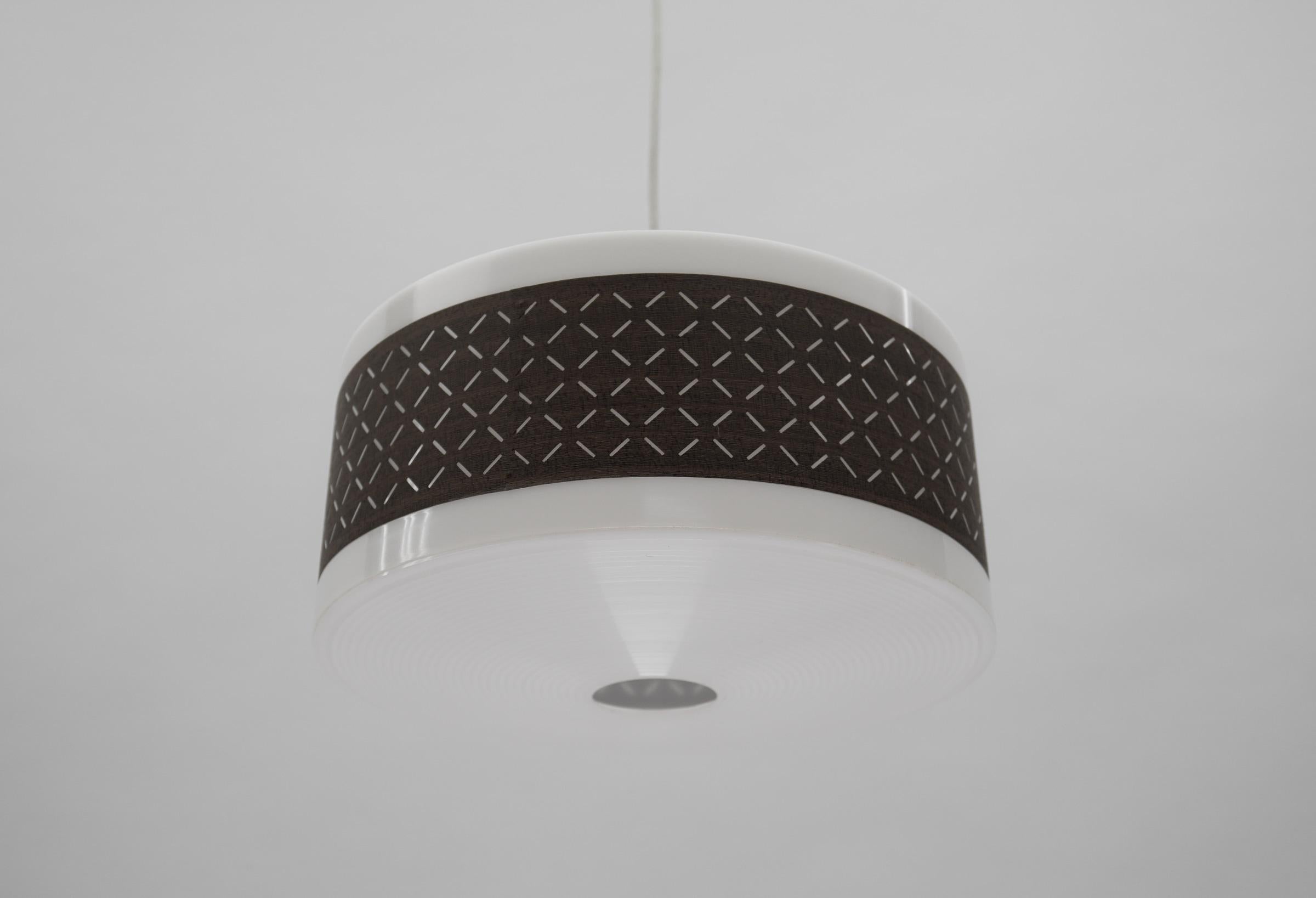 Mid-20th Century Rare Brown & White Pendant Lamp by Aloys F. Gangkofner for ERCO Leuchten For Sale