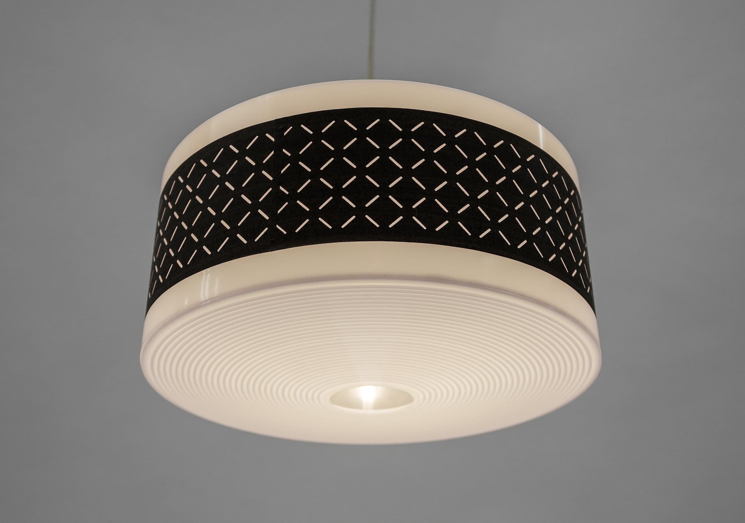 Plastic Rare Brown & White Pendant Lamp by Aloys F. Gangkofner for ERCO Leuchten For Sale