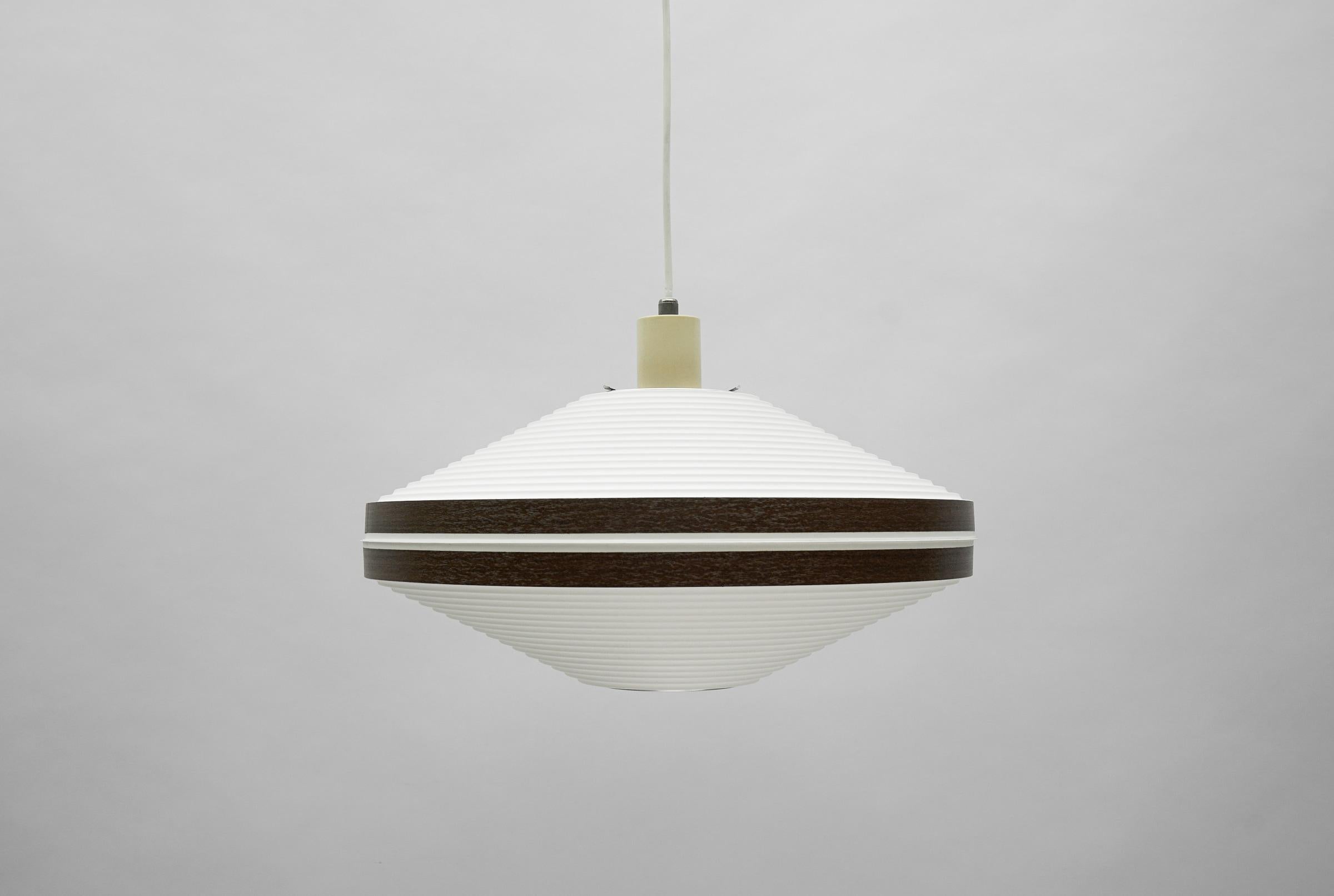 Mid-Century Modern Rare Brown & White Ufo Pendant Lamp by Aloys F. Gangkofner for ERCO Leuchten For Sale