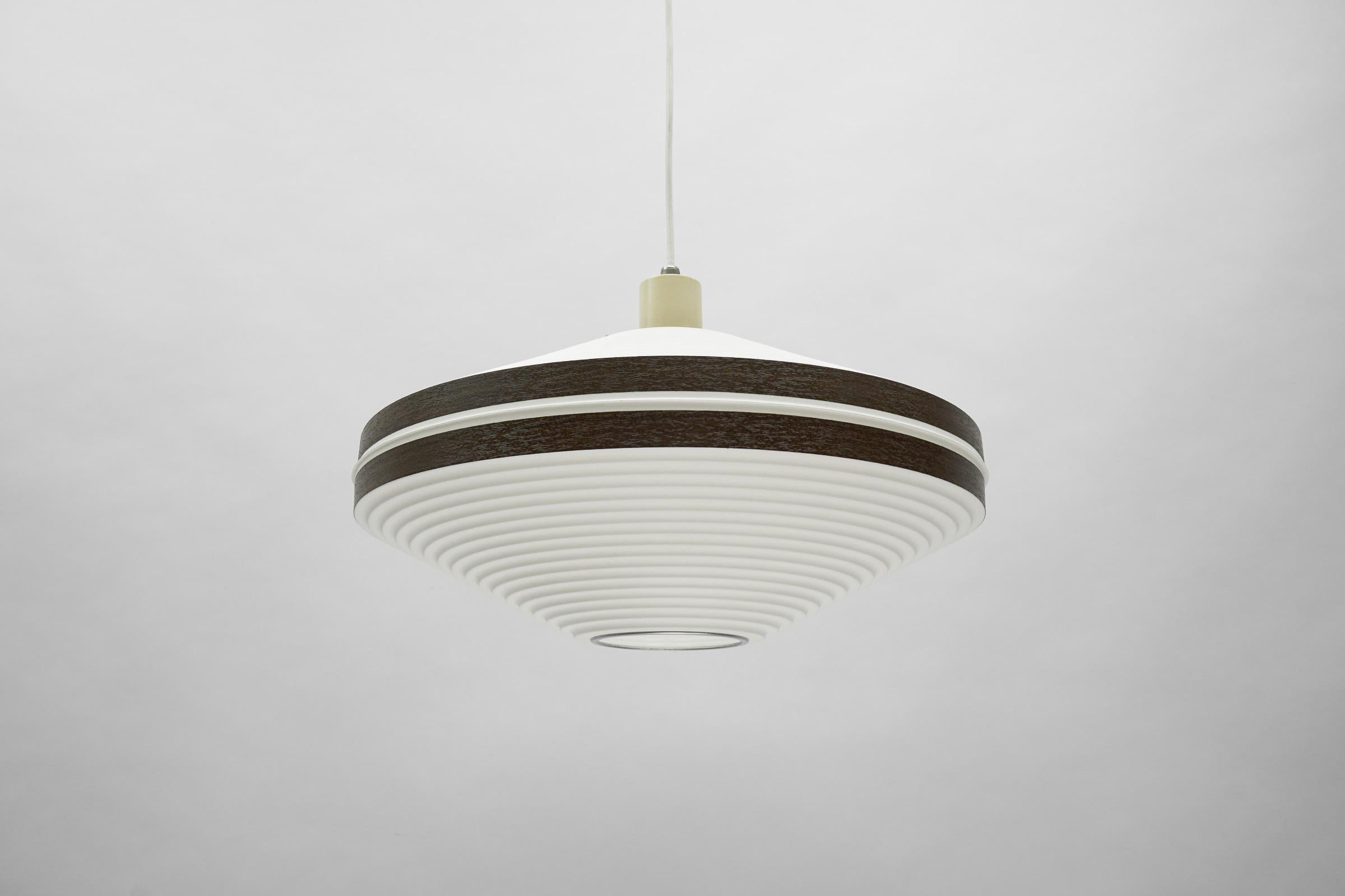 German Rare Brown & White Ufo Pendant Lamp by Aloys F. Gangkofner for ERCO Leuchten For Sale