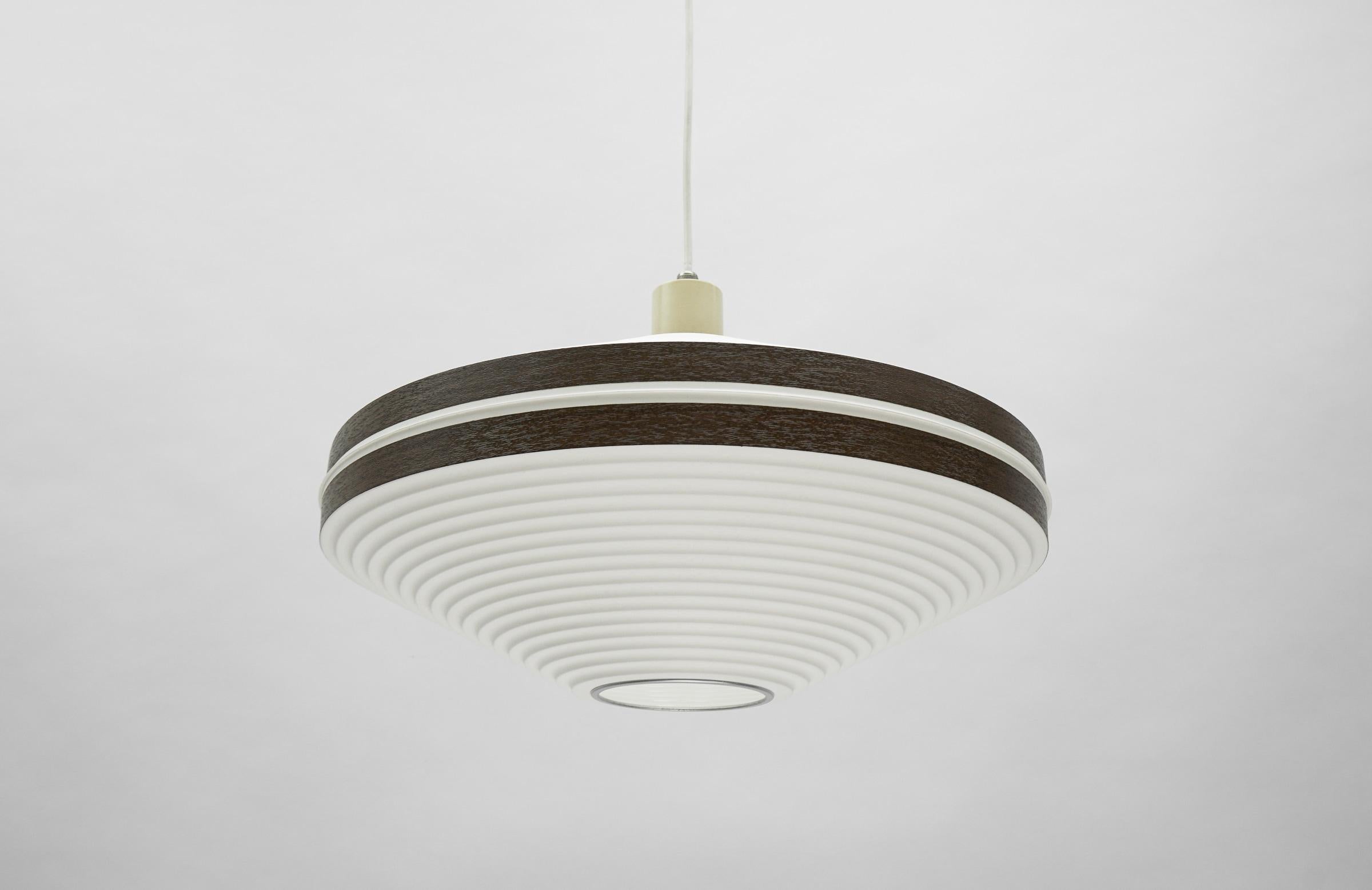 Mid-20th Century Rare Brown & White Ufo Pendant Lamp by Aloys F. Gangkofner for ERCO Leuchten For Sale