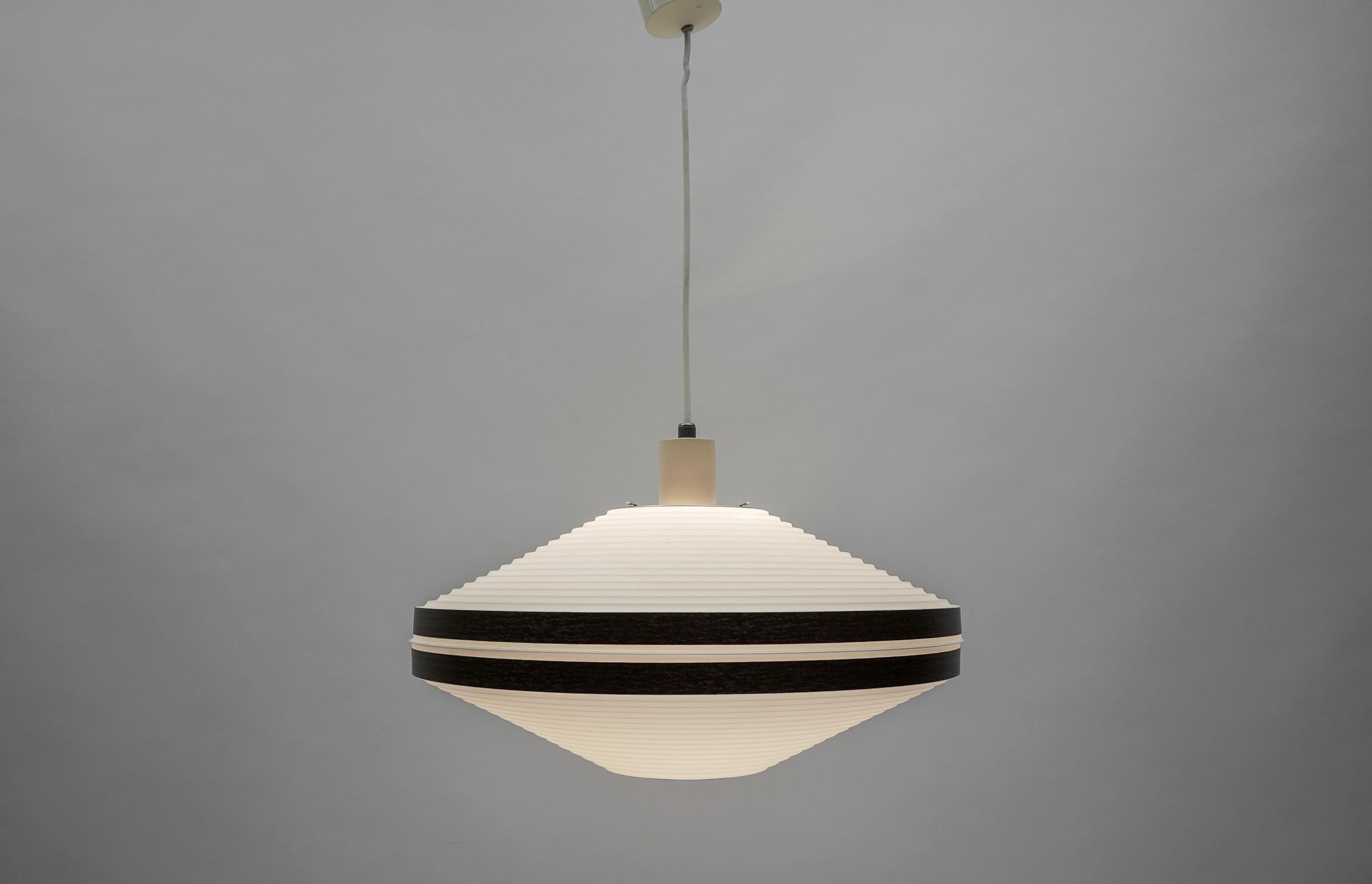 Plastic Rare Brown & White Ufo Pendant Lamp by Aloys F. Gangkofner for ERCO Leuchten For Sale