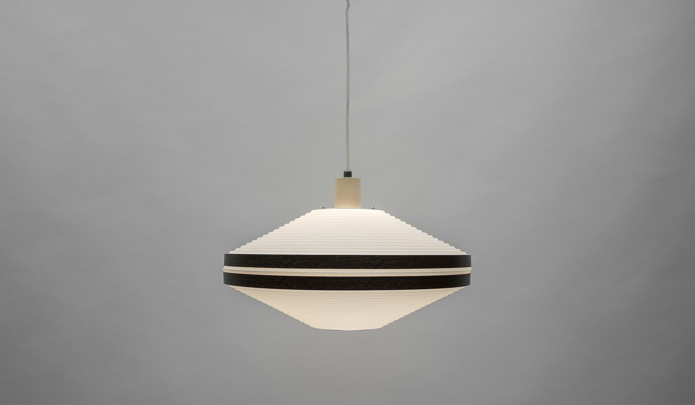Rare Brown & White Ufo Pendant Lamp by Aloys F. Gangkofner for ERCO Leuchten For Sale 1
