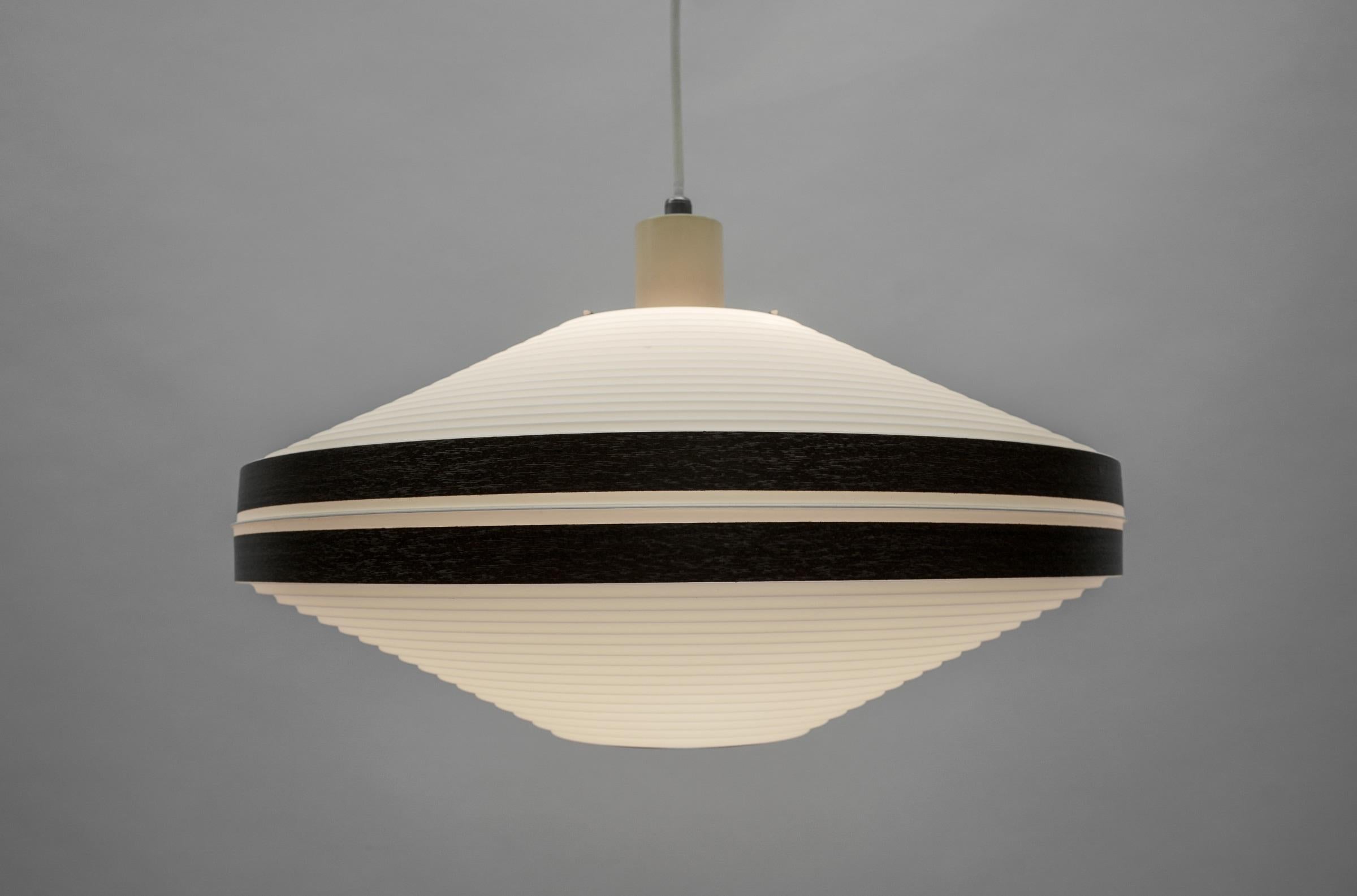 Rare Brown & White Ufo Pendant Lamp by Aloys F. Gangkofner for ERCO Leuchten For Sale 2