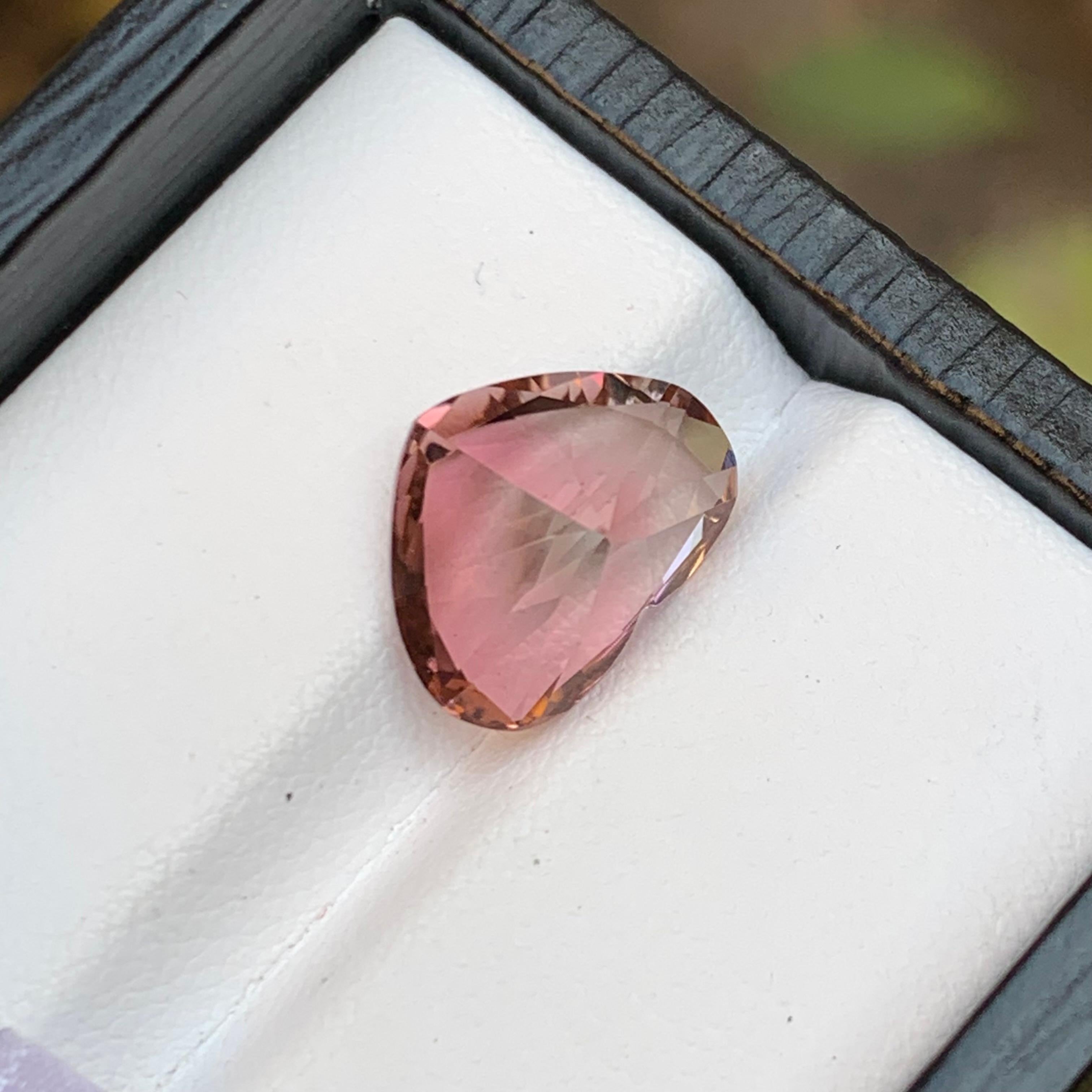 Heart Cut Rare Brownish Peachy Pink Hue Natural Tourmaline Gemstone, 4.95 Ct Heart Shape  For Sale