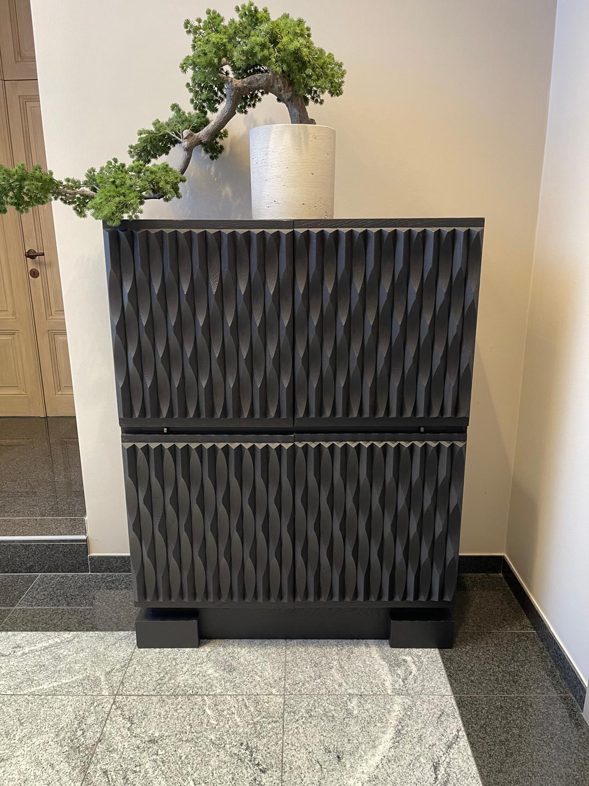 Rare  Brutalist Ebonised Oak Bar, Original Edition 