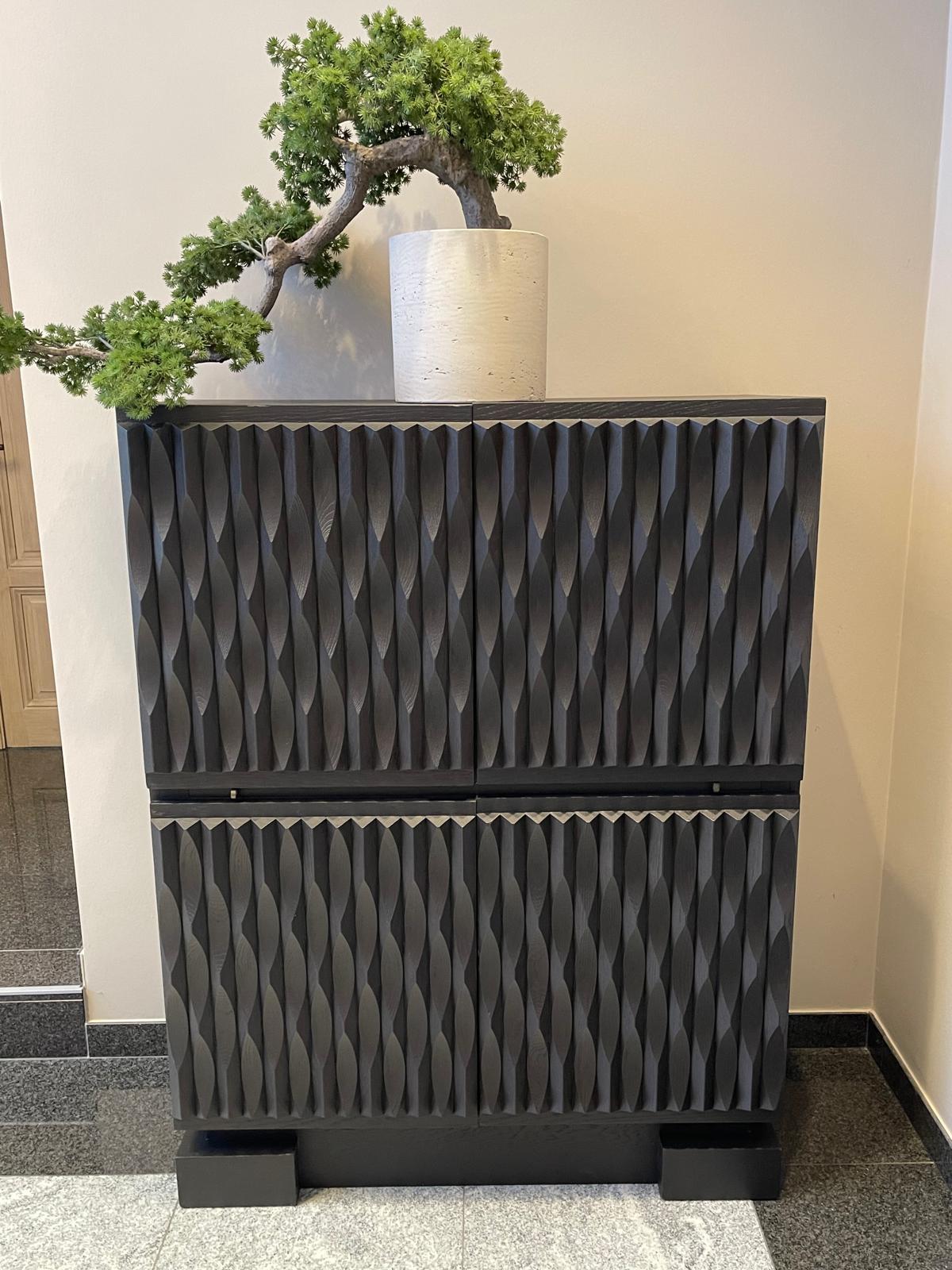 Late 20th Century Rare  Brutalist Ebonised Oak Bar, Original Edition 