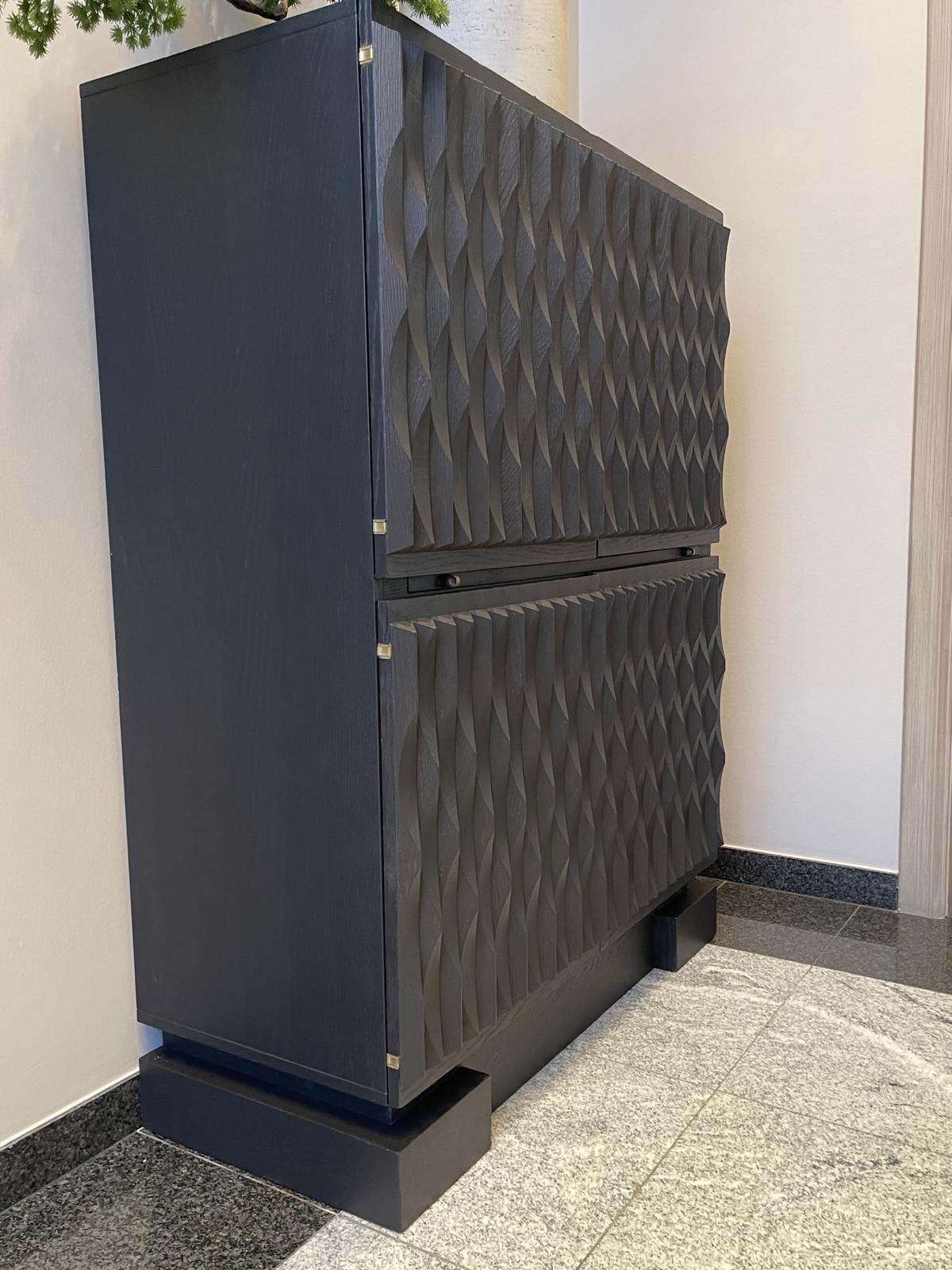 Rare  Brutalist Ebonised Oak Bar, Original Edition 