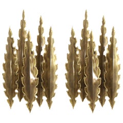 Rare Brutalist Model 5195 Brass Wall Sconces from Holm Sorensen, Set of Two