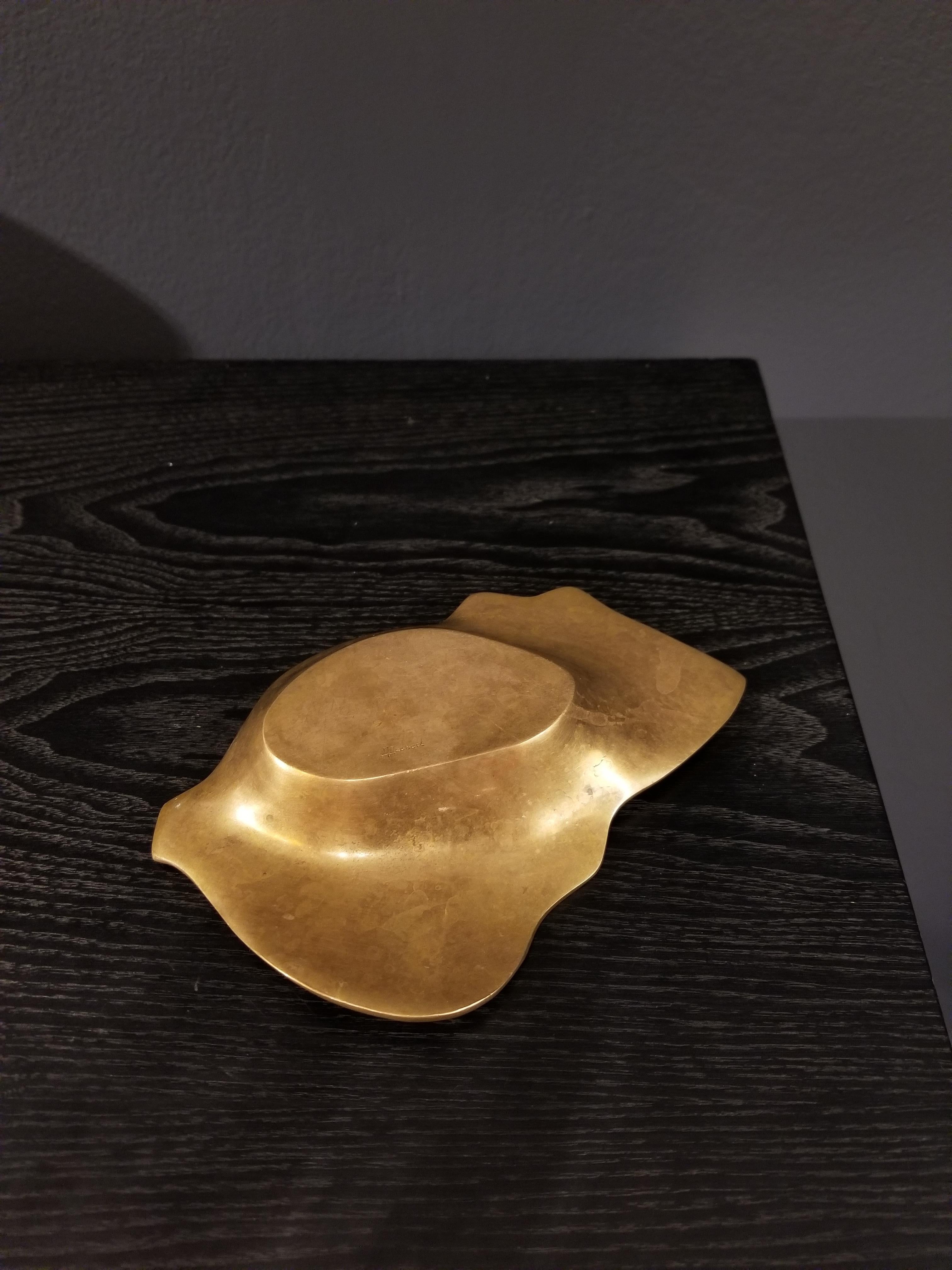 Rare Brutalist Solid Bronze Vide-Poche by Michel Jaubert, France, 1970s 2