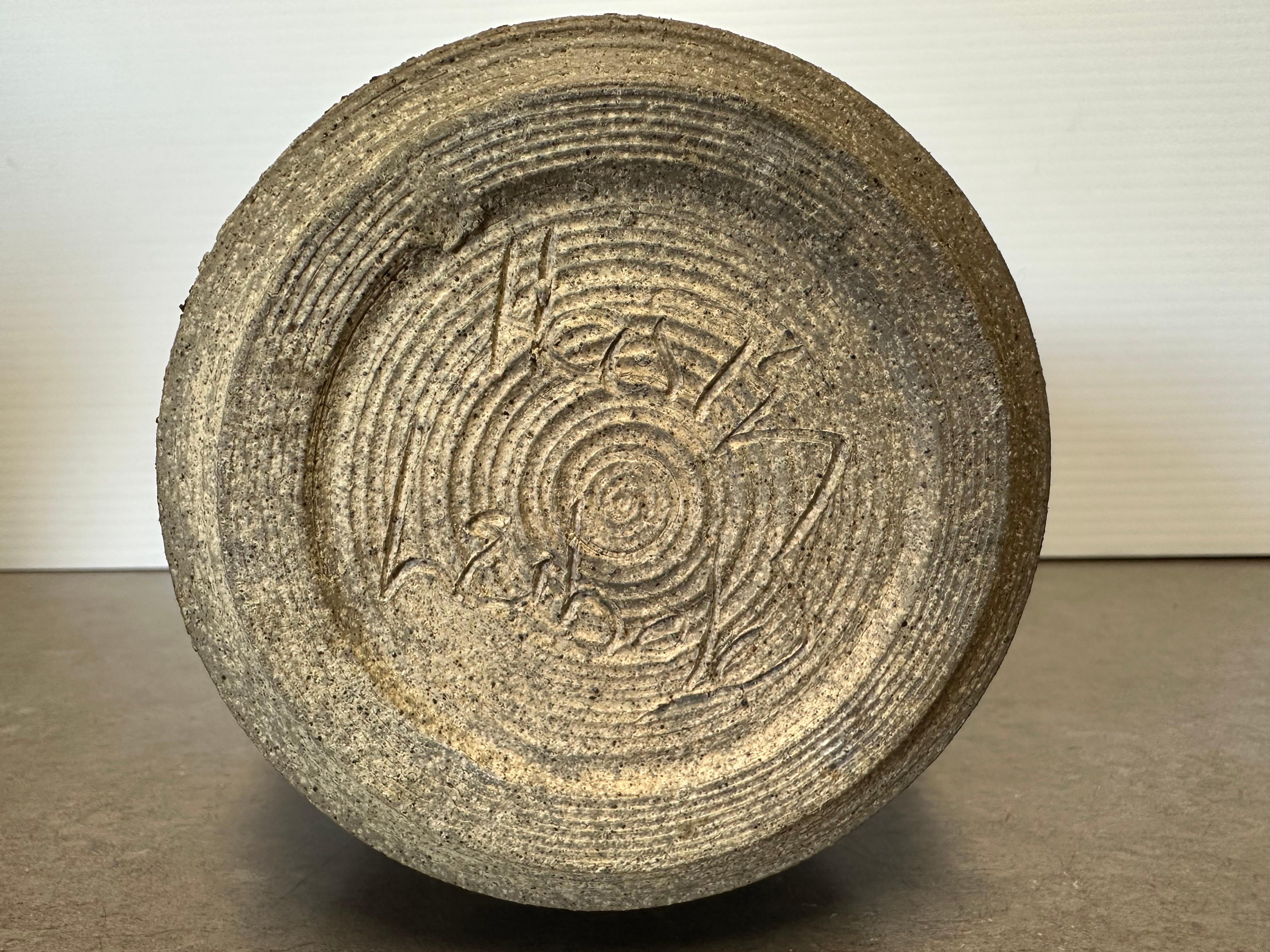 Rare Brutalist Studio Pottery Stoneware Vase  by Sally Hare Leibold For Sale 4