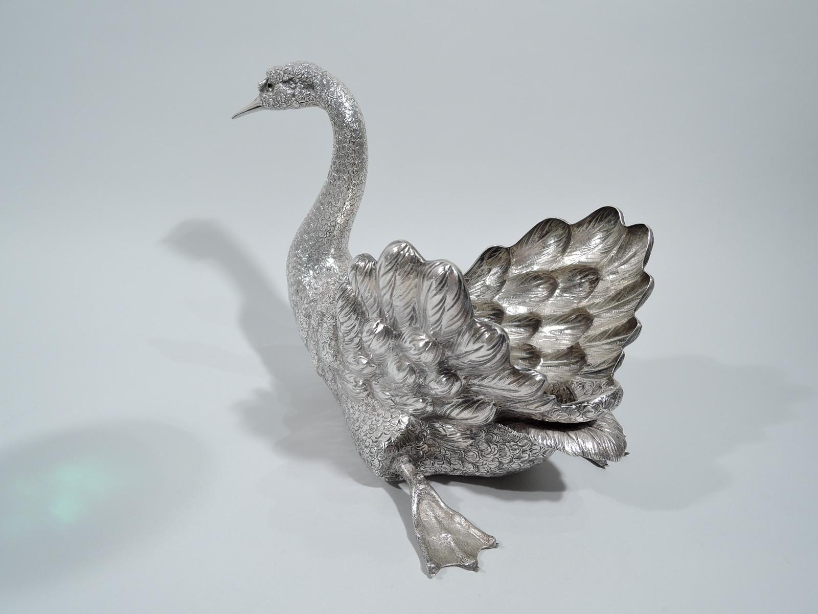 Modern Rare Buccellati Big Bird—Italian Sterling Silver Swan Centerpiece Bowl