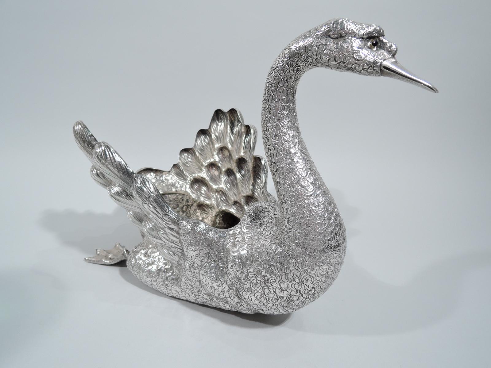 20th Century Rare Buccellati Big Bird—Italian Sterling Silver Swan Centerpiece Bowl
