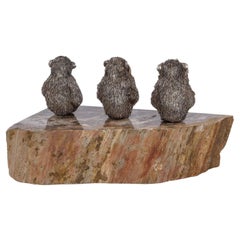 Rare Buccellati Italy Silver Sculpture of the Three Wise Monkeys