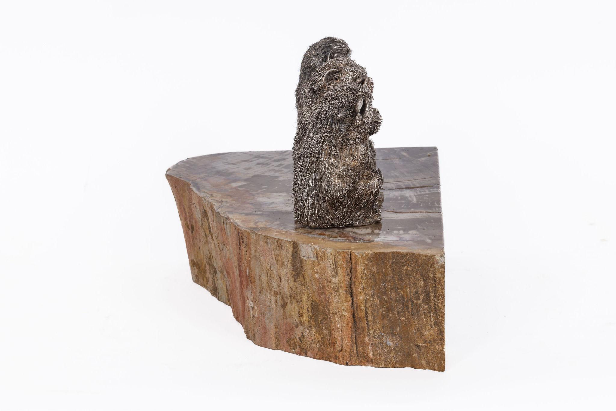 Seltene Buccellati Italien Silber Skulptur der drei klugen Affen für Damen oder Herren im Angebot