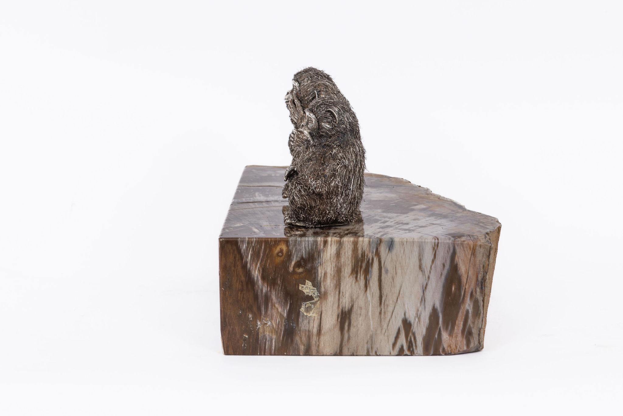 Seltene Buccellati Italien Silber Skulptur der drei klugen Affen im Angebot 1