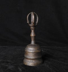 Rare Buddhist Ritual Ghanta Bell with Five-Pronged Vajra Handle, Muromachi–Momoy