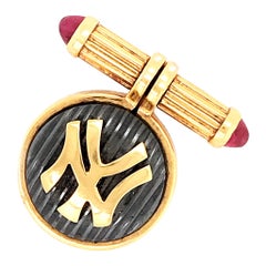Rare Bulgari 18 Karat Yellow Gold Yankee Lapel Pin with Ruby