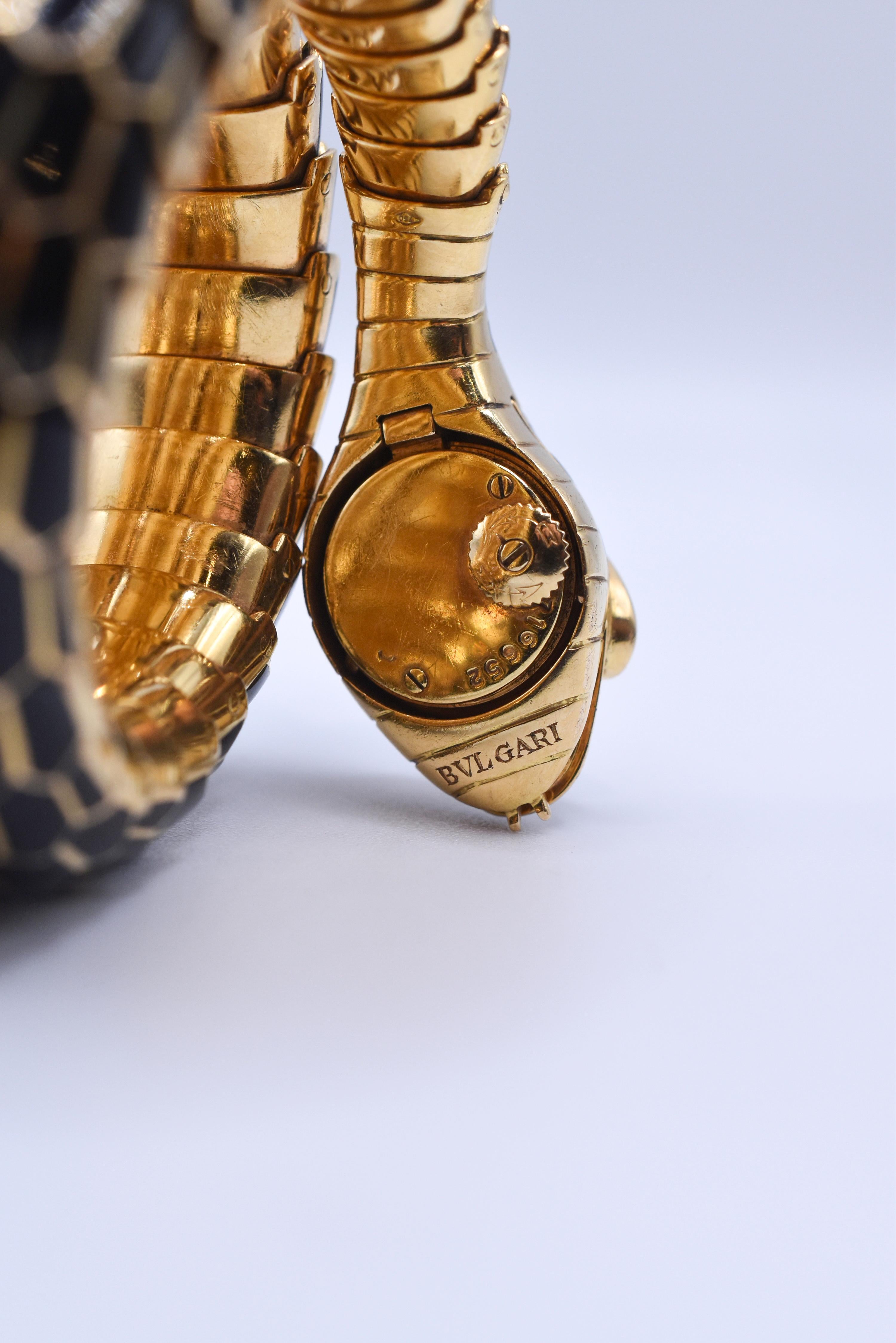 Seltenes Bulgari Schwarzes Serpenti-Uhrarmband (Tropfenschliff)