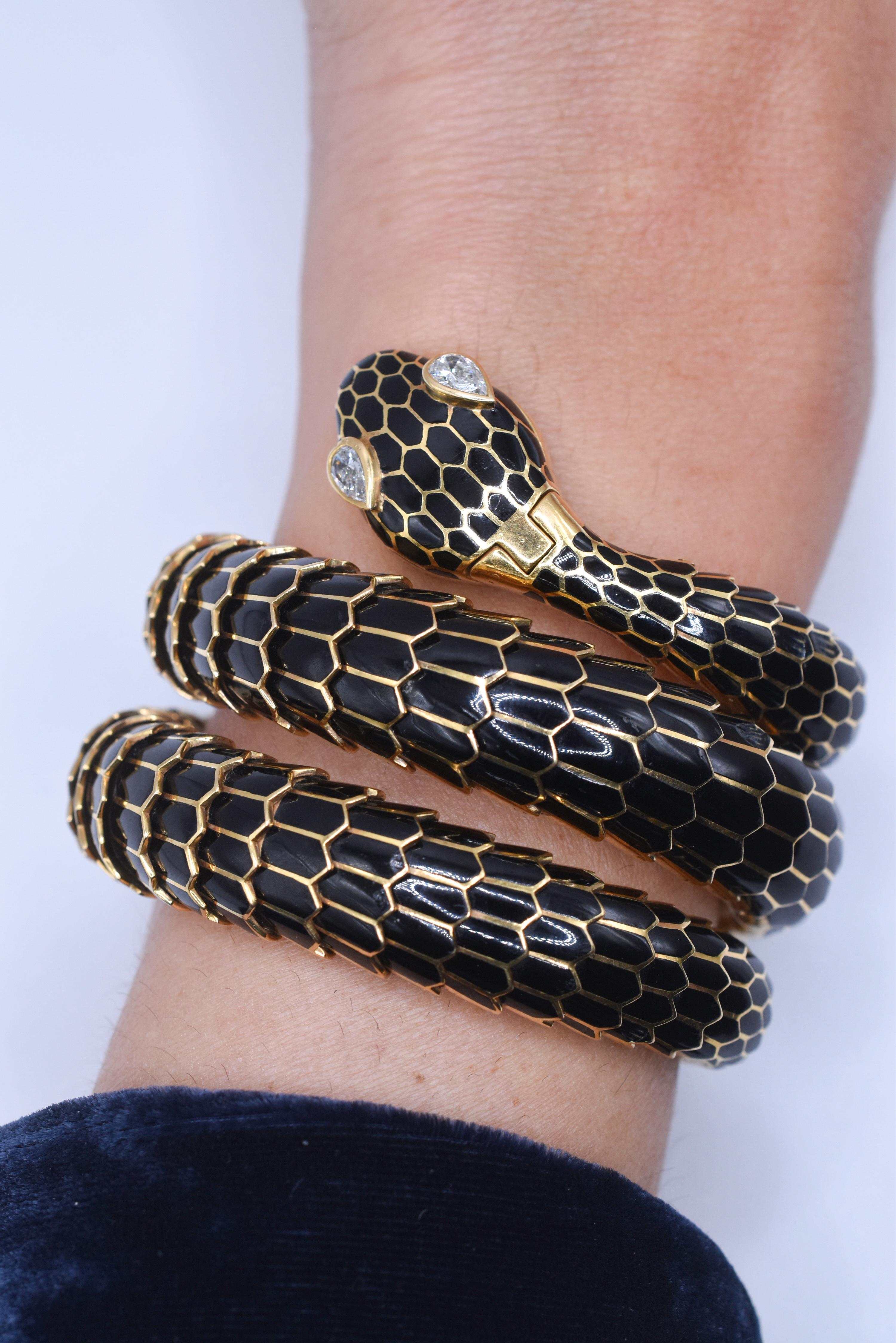 Seltenes Bulgari Schwarzes Serpenti-Uhrarmband Damen