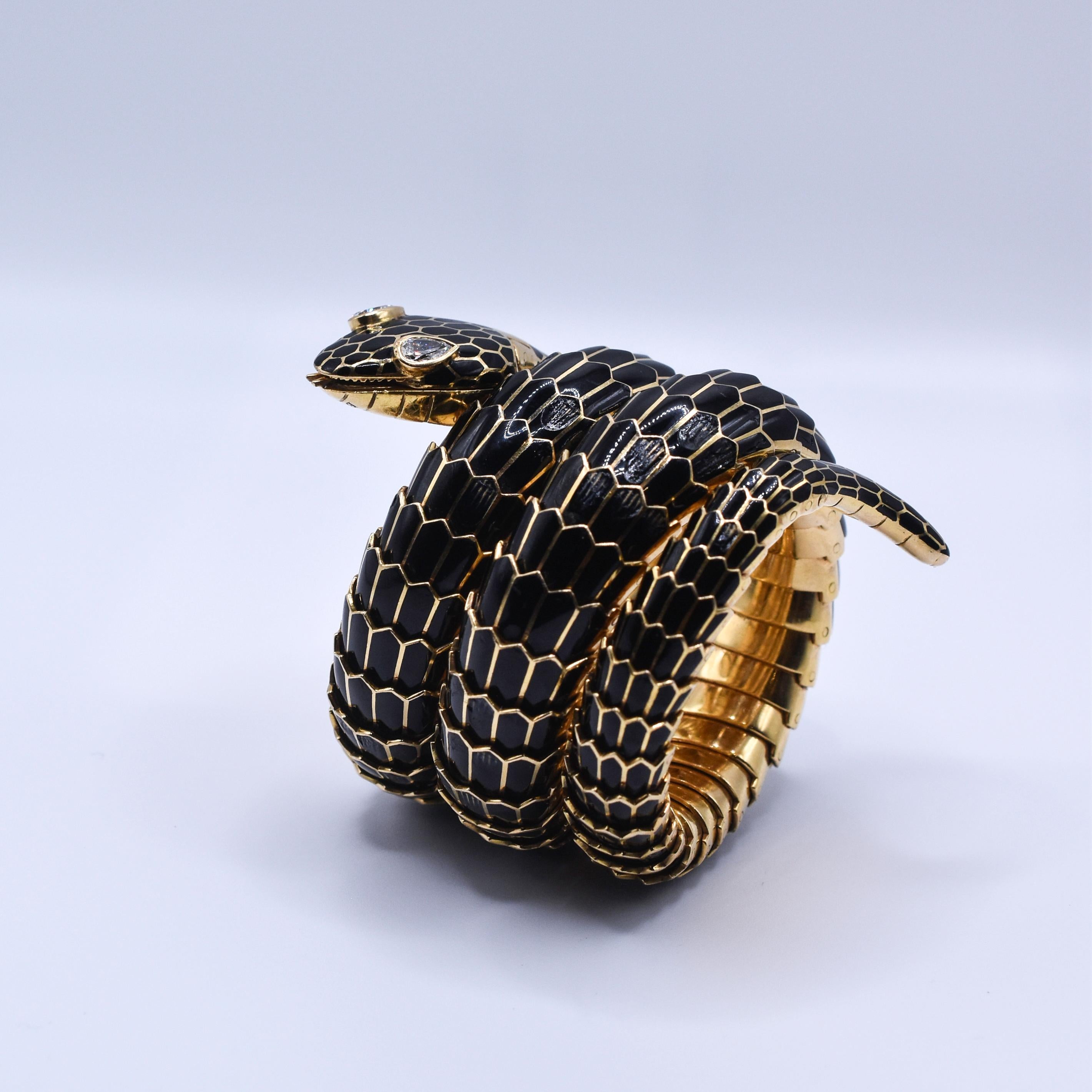 Seltenes Bulgari Schwarzes Serpenti-Uhrarmband 1