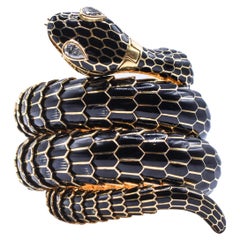 Seltenes Bulgari Schwarzes Serpenti-Uhrarmband