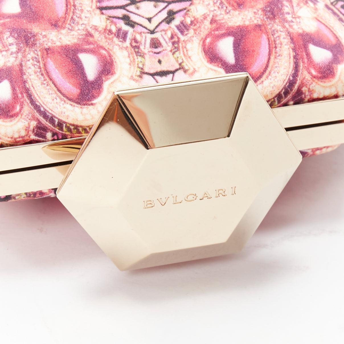 Beige rare BULGARI Matthew Williamson 2011 pink heart kaleidoscrope jewel clutch bag