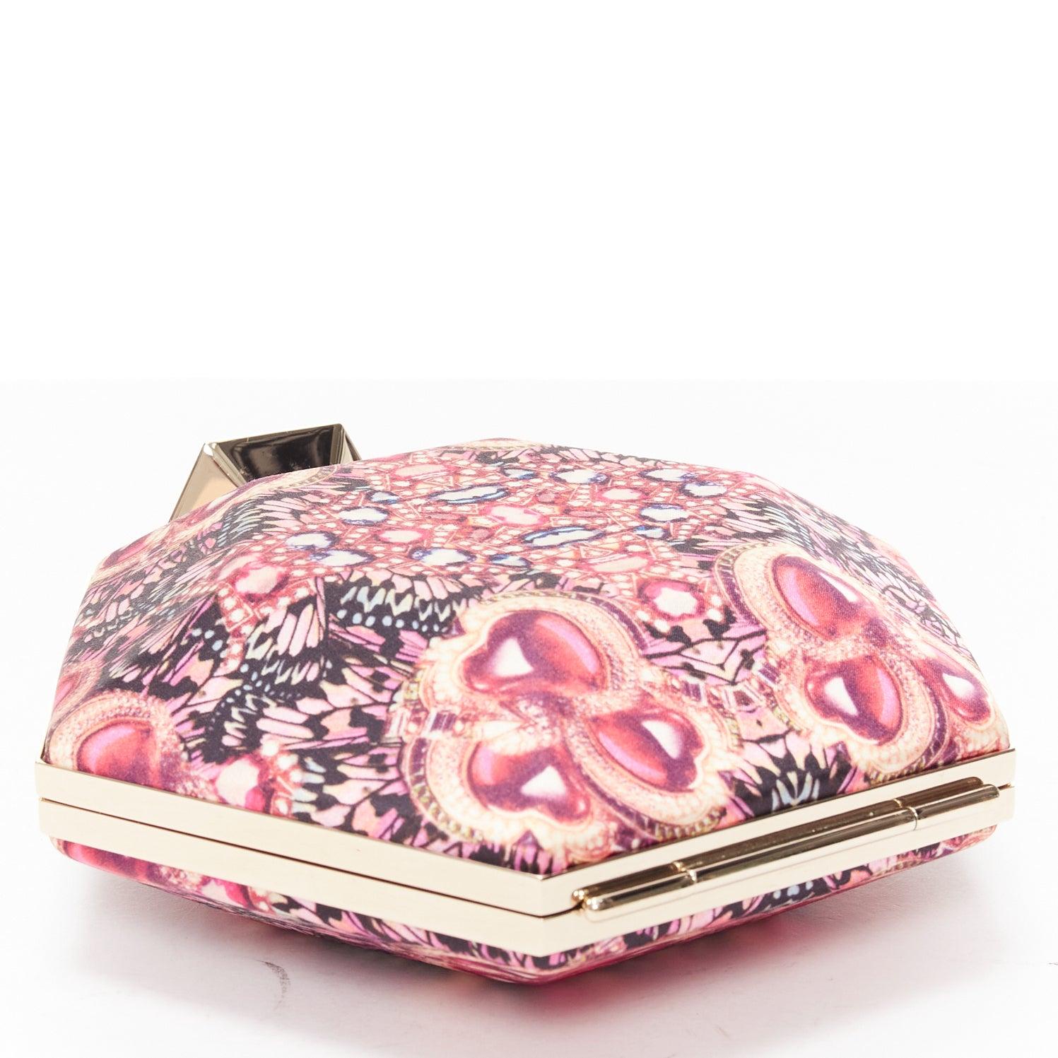rare BULGARI Matthew Williamson 2011 pink heart kaleidoscrope jewel clutch bag In Good Condition In Hong Kong, NT